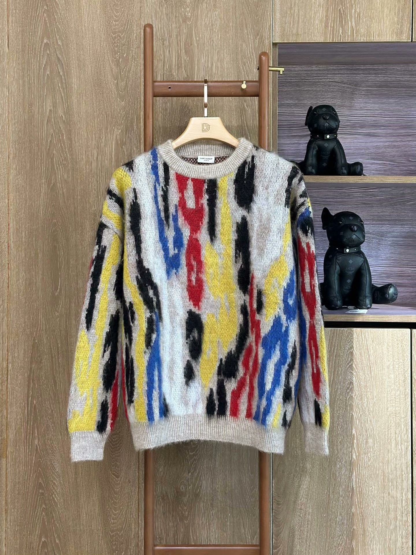 Saint Laurent Paris Saint Laurent Colorful Jacquard Crewneck Sweater Size US L / EU 52-54 / 3 - 1 Thumbnail