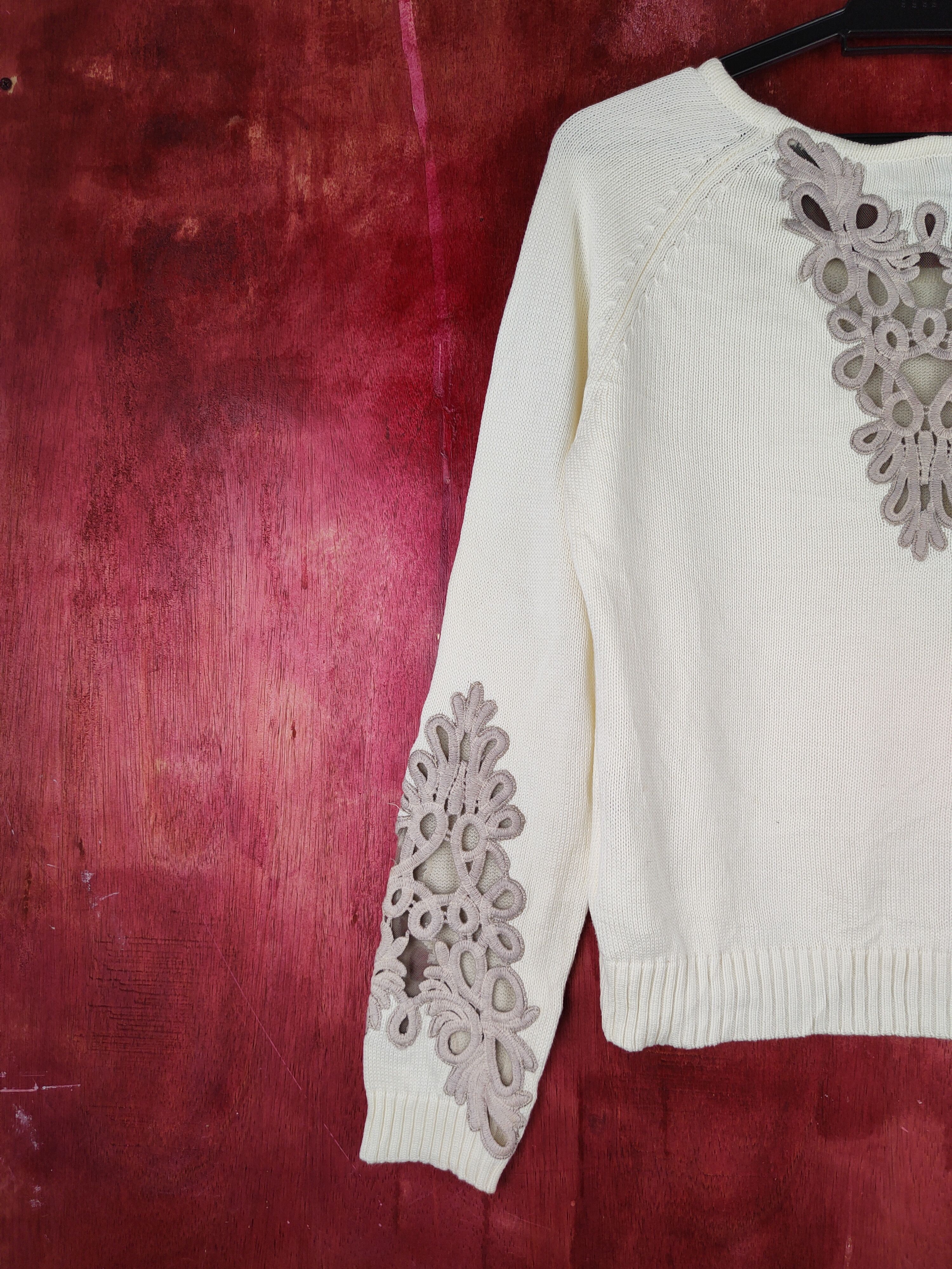 Japanese Brand Together Cream Knitwear art Sweatshirt #S1264 Size S / US 4 / IT 40 - 2 Thumbnail