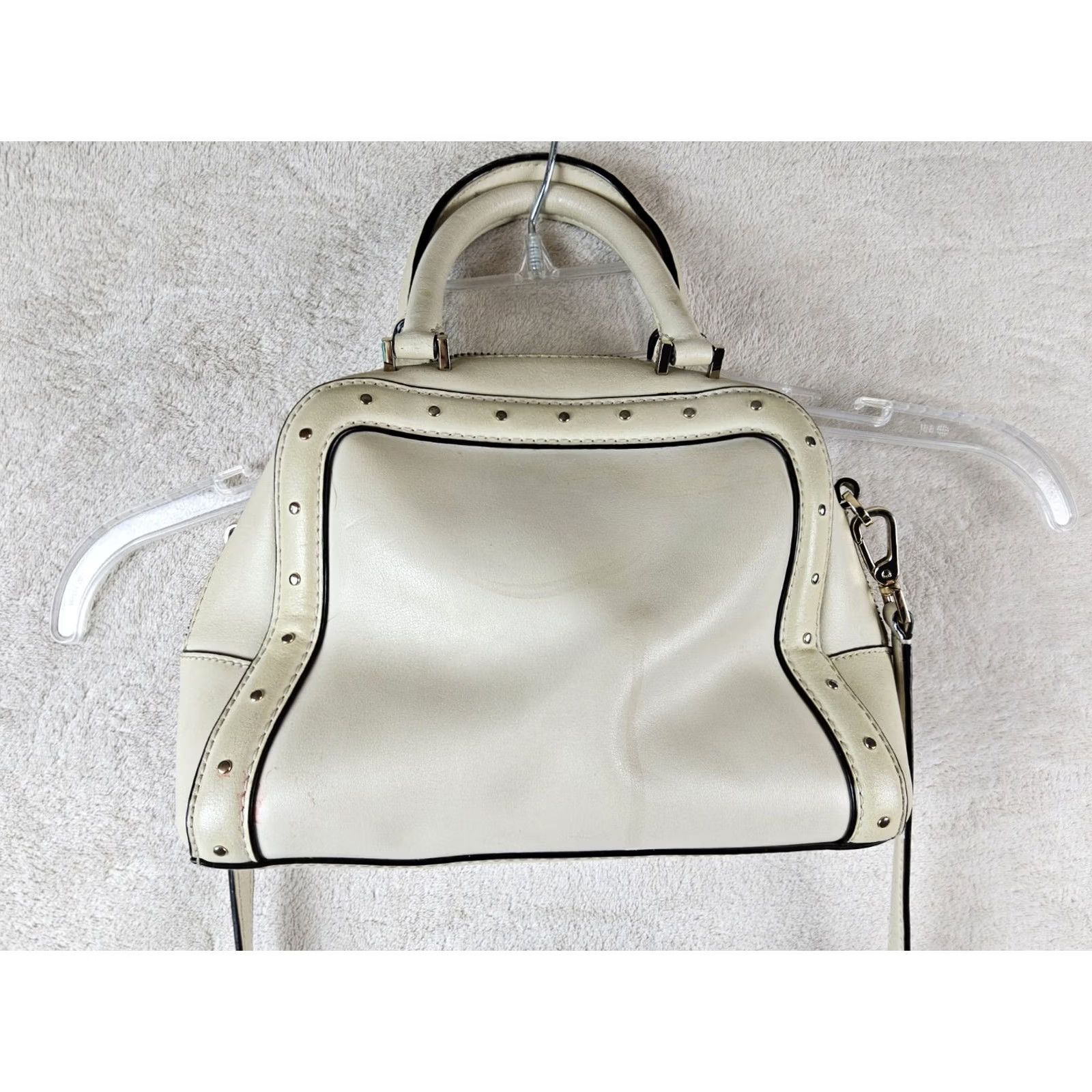 Vintage kate spade new york Satchel Crossbody Shoulder Handbag Purse Ivory Leather Double Handles Women Size ONE SIZE - 4 Thumbnail