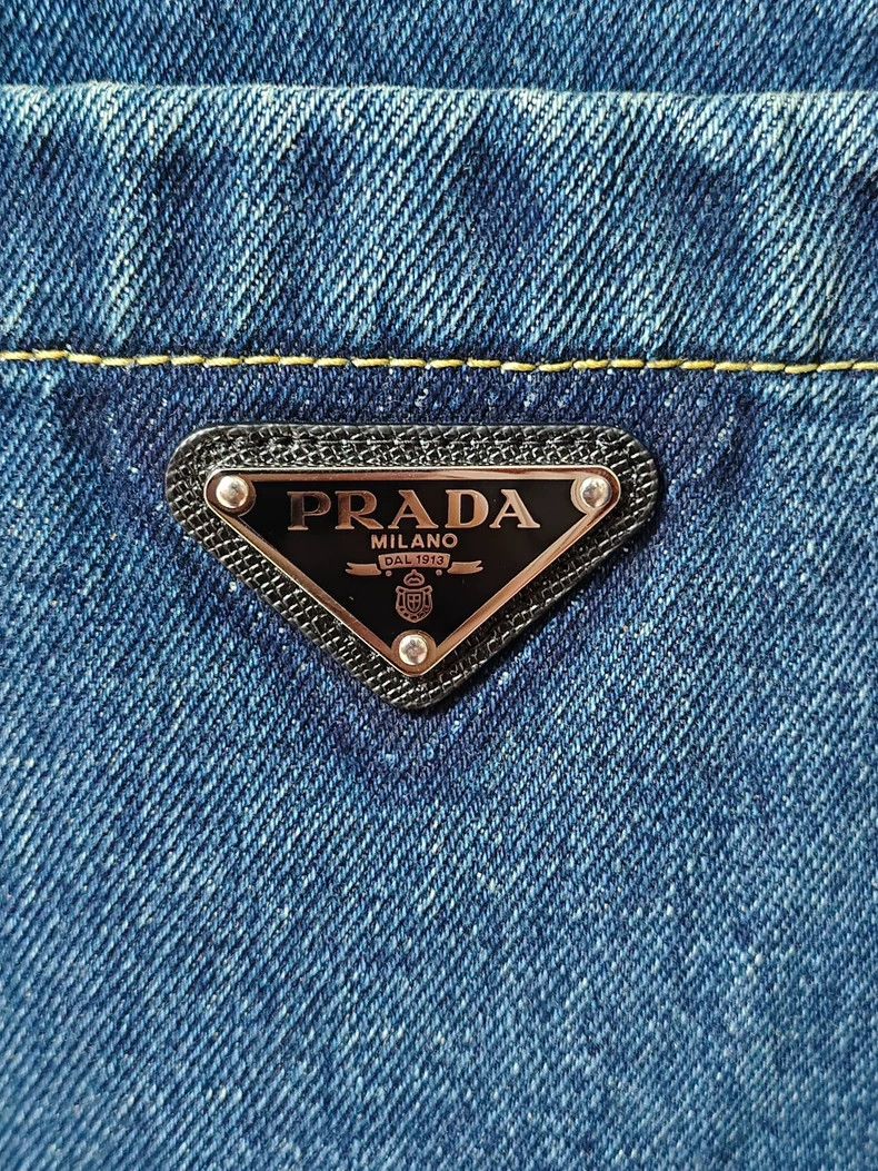 Prada PRADASS23 Solid Lapel Single Breasted Denim Jacket 2503-Nex Size US L / EU 52-54 / 3 - 3 Thumbnail