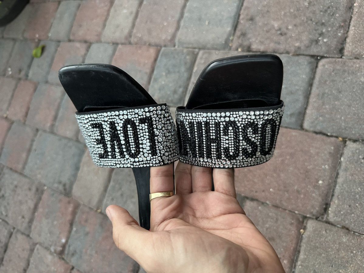 Love Moschino Love Moschino Rhinestone Black Leather Mules Size US 9 / IT 39 - 4 Thumbnail