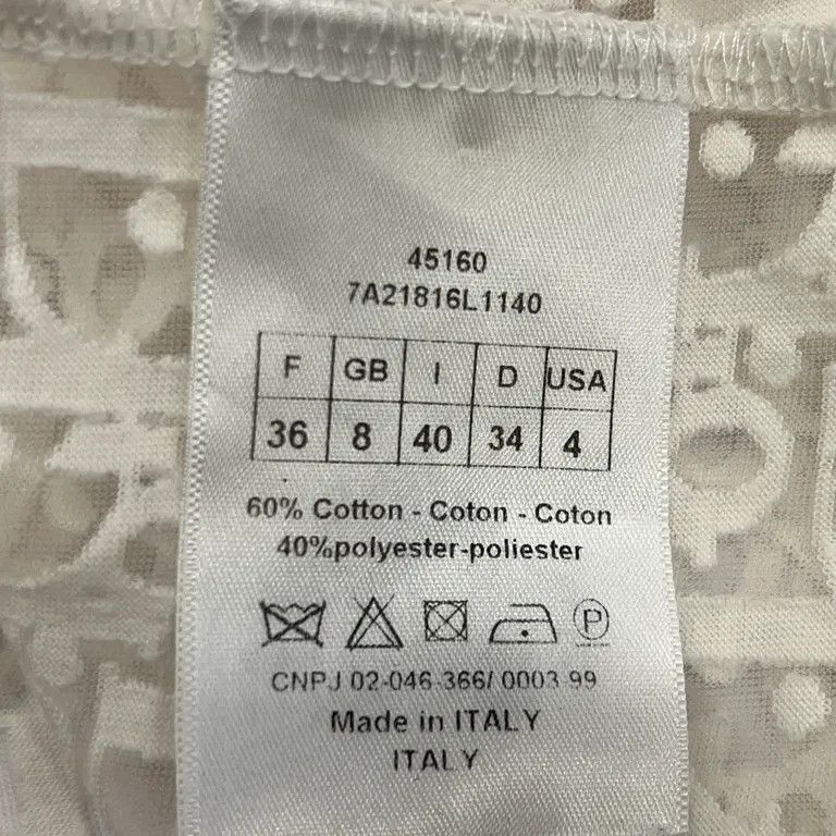 Dior 2000's Sheer Oblique Lace Monogram Shirt by John Galliano Size S / US 4 / IT 40 - 5 Thumbnail