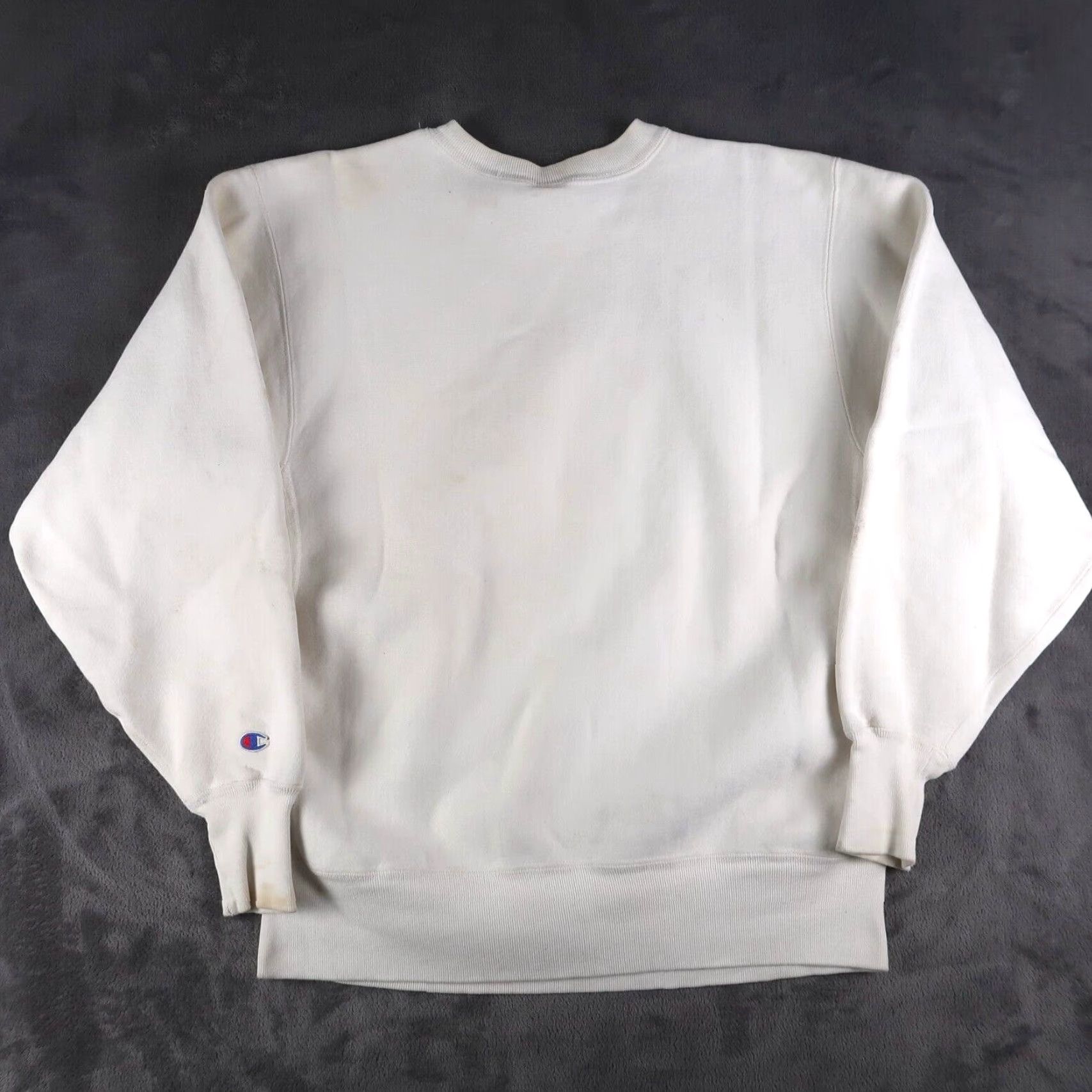 Champion VINTAGE Champion Sweatshirt Crewneck XL White 90s Reverse Weave USA Embroidered Logo Mens Size US XL / EU 56 / 4 - 2 Thumbnail