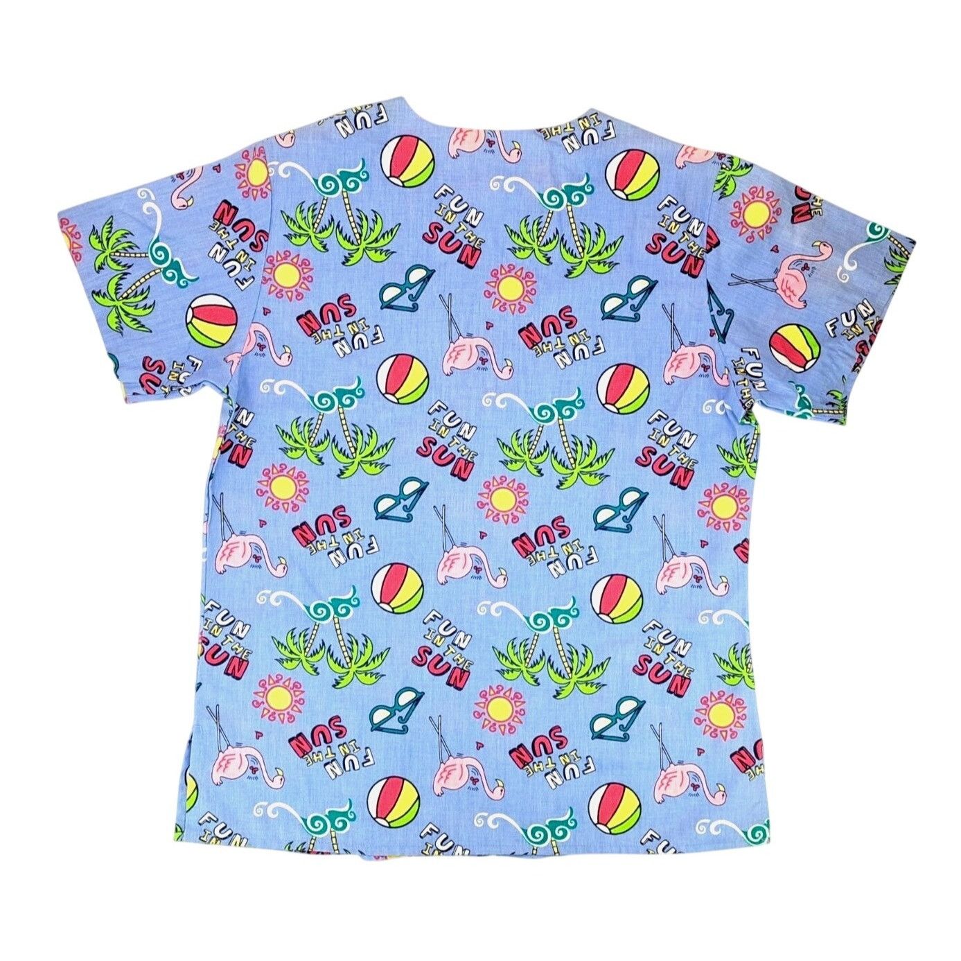Other Carol's Scrubs Fun In The Sun Beach Scrub Top Flamingo Palm Size M / US 6-8 / IT 42-44 - 2 Thumbnail