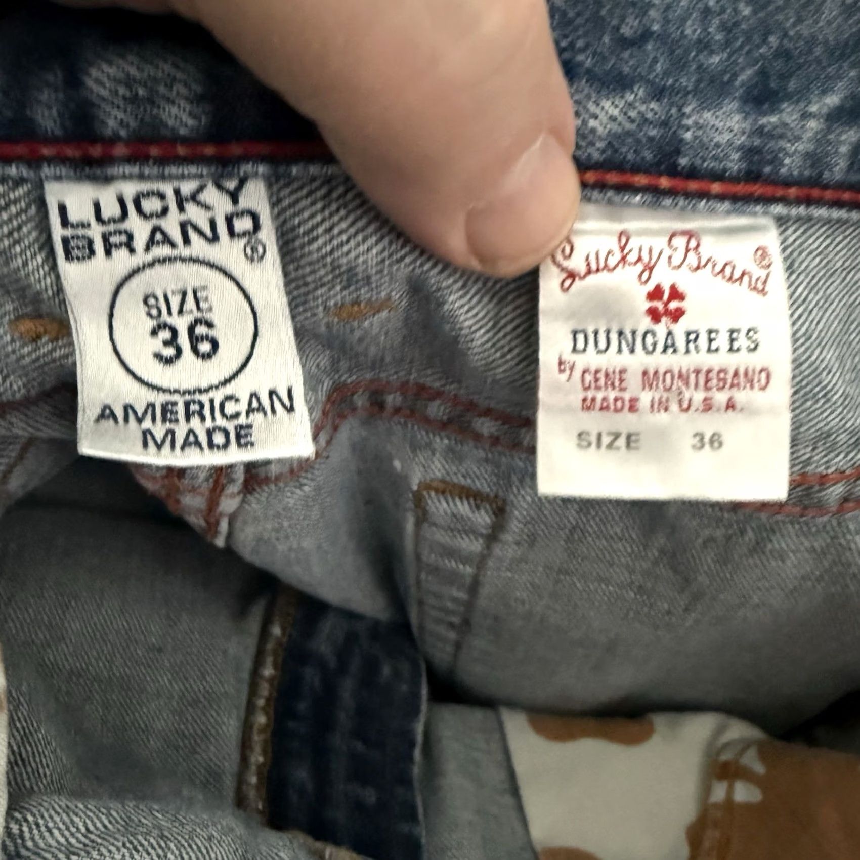 Lucky Brand VINTAGE Lucky Brand Jeans Dugarees USA Made 36x34 Mens Blue 5-Pocket Denim Distressed Relaxed Zipper Old School Y2K Grassroots Size US 36 / EU 52 - 2 Thumbnail
