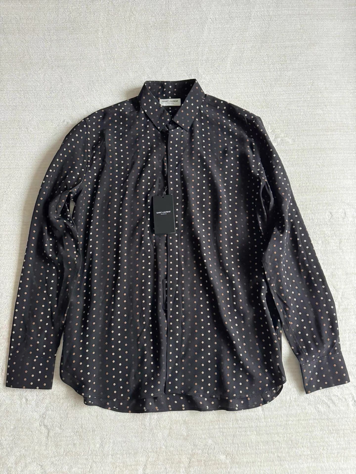 Saint Laurent Paris Saint Laurent Polka Dot Silk Shirt K33 Size US L / EU 52-54 / 3 - 1 Thumbnail