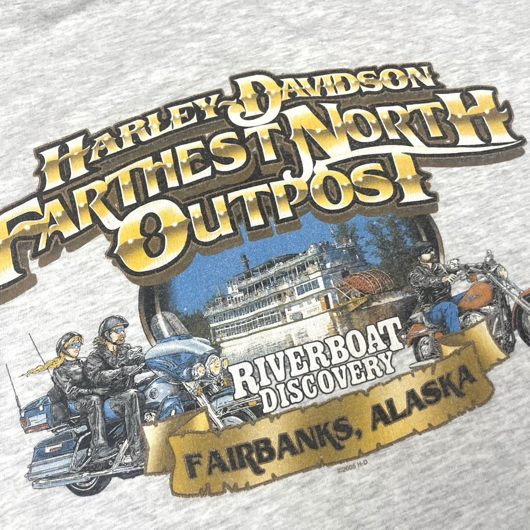 Harley Davidson VINTAGE Harley-Davidson T Shirt Adult L Gray Alaska Fairbanks Motorcycle Vtg Mens Short Sleeve T-Shirt Size US L / EU 52-54 / 3 - 3 Thumbnail