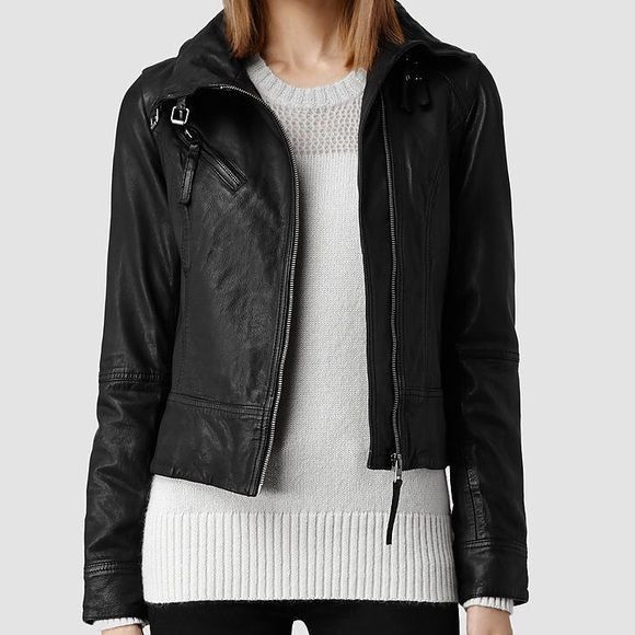 Allsaints AllSaints Black Belvedere Leather B 3 Bomber Style Jacket Size S / US 4 / IT 40 - 1 Thumbnail