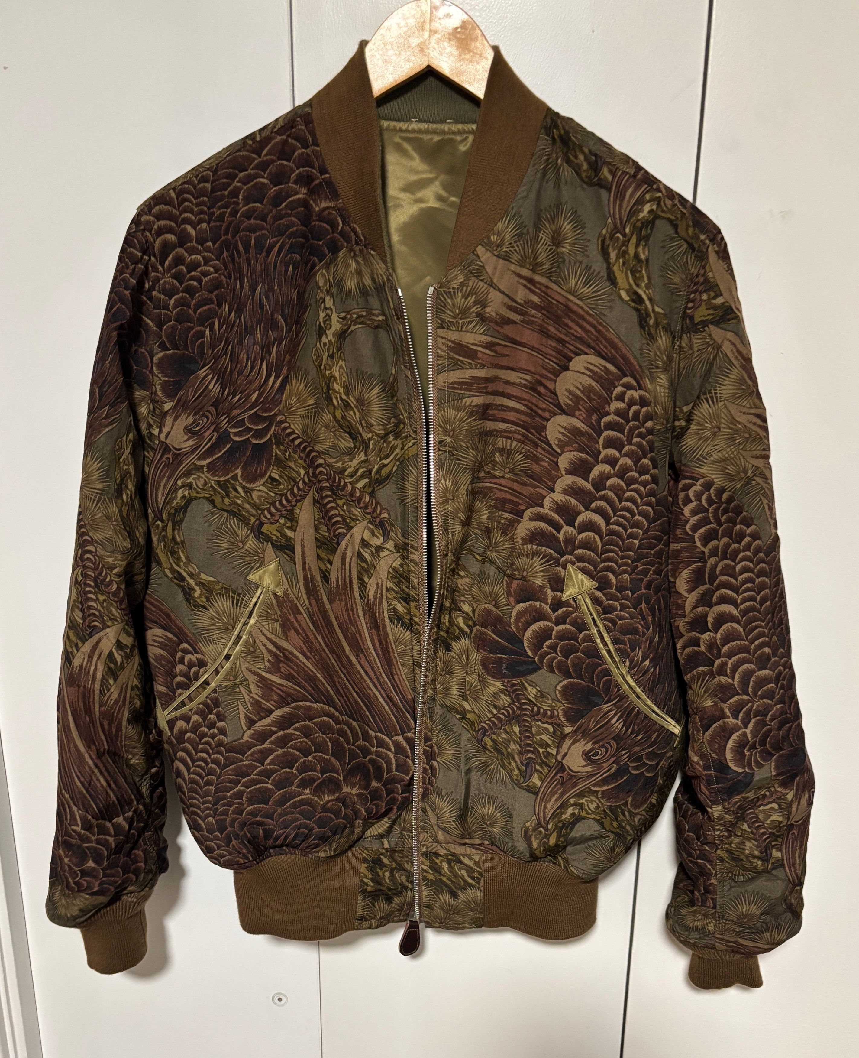 Polo Ralph Lauren $990 Double RL Olive Eagle Reversible Flight Jacket Size US M / EU 48-50 / 2 - 2 Thumbnail