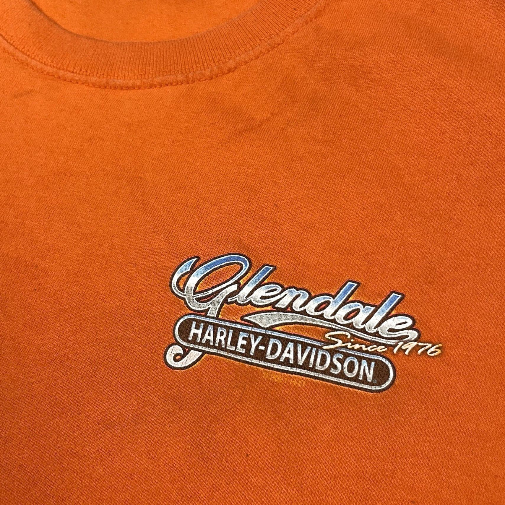 Harley Davidson VINTAGE Harley Davidson T Shirt Adult Large Orange Glendale Hollywood California Graphic Size US L / EU 52-54 / 3 - 7 Thumbnail