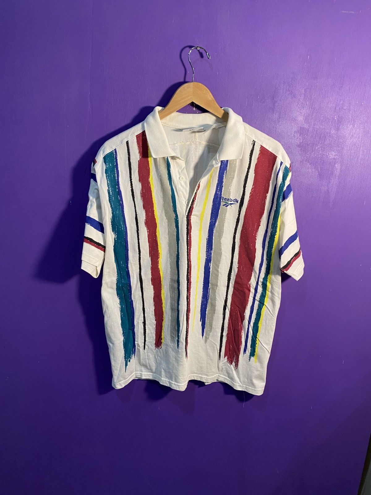 Reebok Vintage 90s Reebok striped logo polo shirt Size US M / EU 48-50 / 2 - 1 Thumbnail