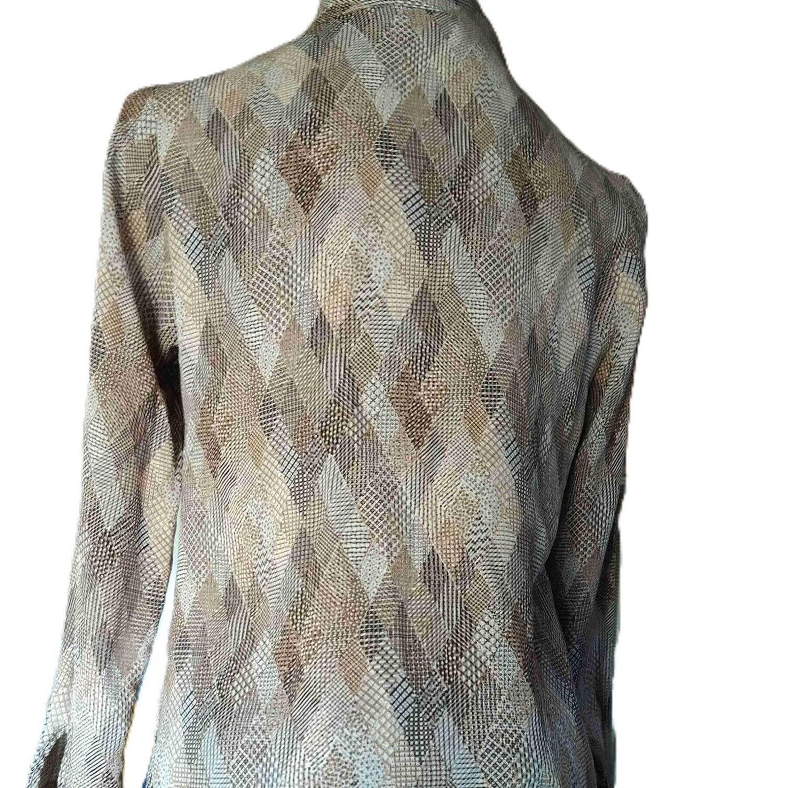 Other Talbots Silk Diamond Pattern Button Blouse Size 2 brown Size XS / US 0-2 / IT 36-38 - 10 Thumbnail