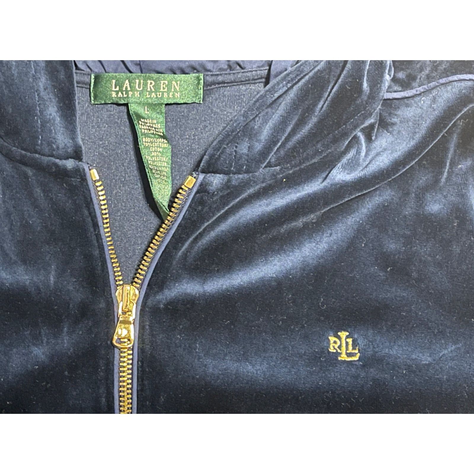 Ralph Lauren Lauren Ralph Lauren Velour Track Suit Jacket Women's Large Blue w/ Gold Full Zip Size L / US 10 / IT 46 - 4 Thumbnail