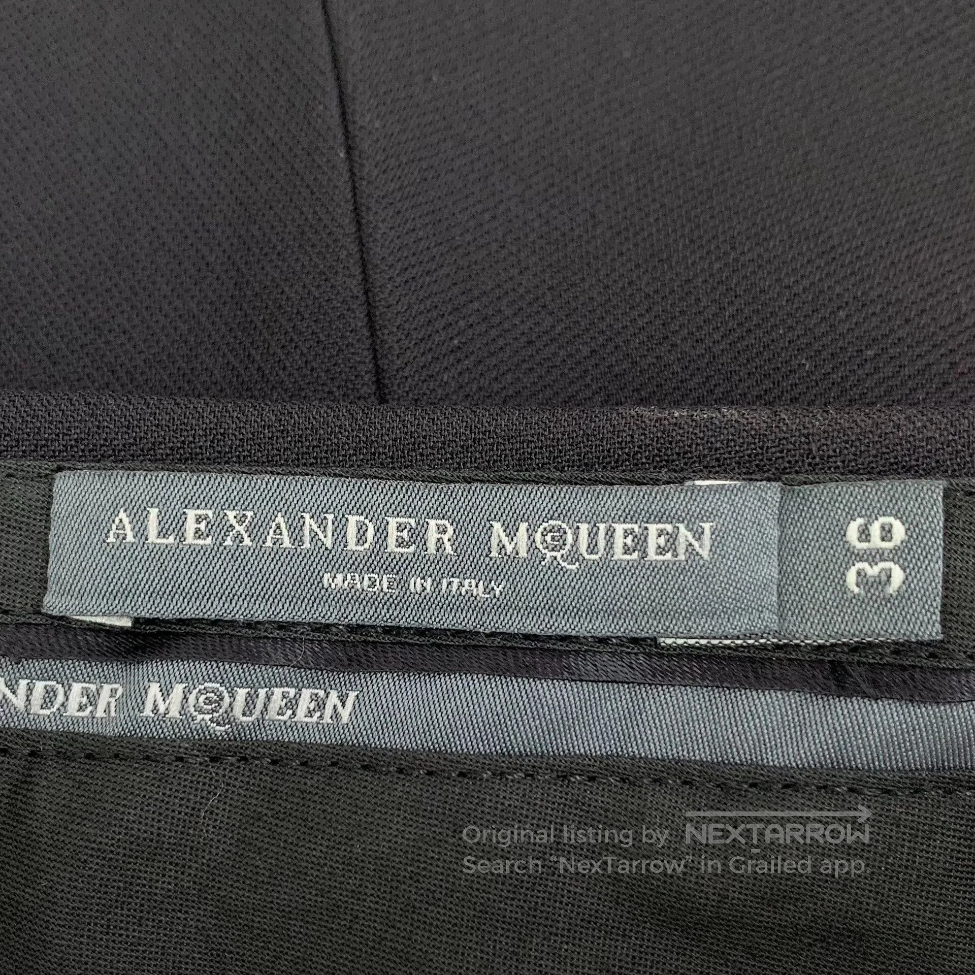 Alexander McQueen ALEXANDER MCQUEEN Black lace-up wool casual long pants| Size US 36 / EU 52 - 6 Thumbnail