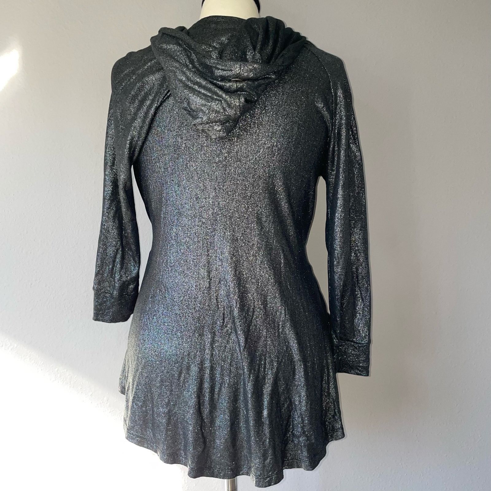 Juicy Couture Juicy Couture Black Wrap Top S Shimmer Y2K Belted Hooded Size S / US 4 / IT 40 - 4 Thumbnail