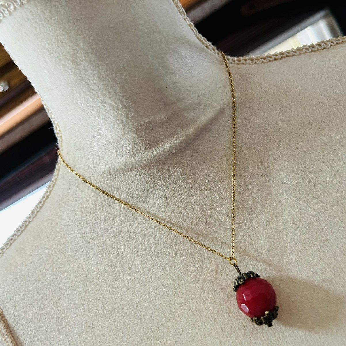 Vintage Vintage faceted bell capped carnelian agate pendant necklace Size ONE SIZE - 2 Thumbnail