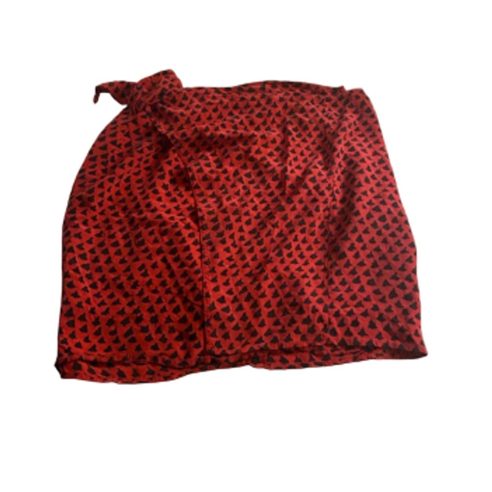 Nordstrom Vintage Chic Modernist Silk Tie Wrap Skirt Red Black Size 25" / US 0 / IT 36 - 5 Thumbnail