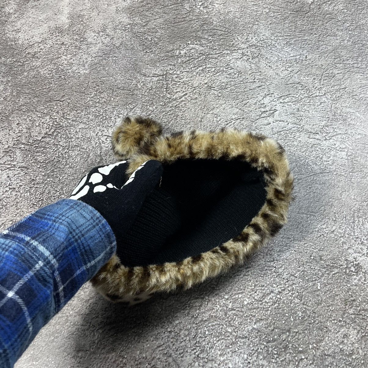 Vintage Vintage Y2K Fuzzy Mohair Beanie Black Tan Leopard Grail OS Size ONE SIZE - 3 Thumbnail