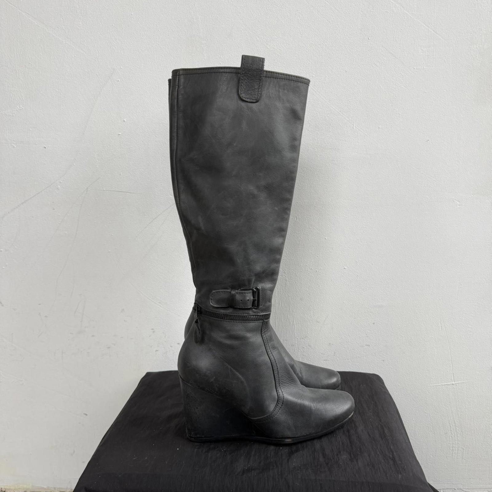 Other Billi Bi Knee High Wedge Leather Boots Grunge Size US 5 / IT 35 - 2 Thumbnail