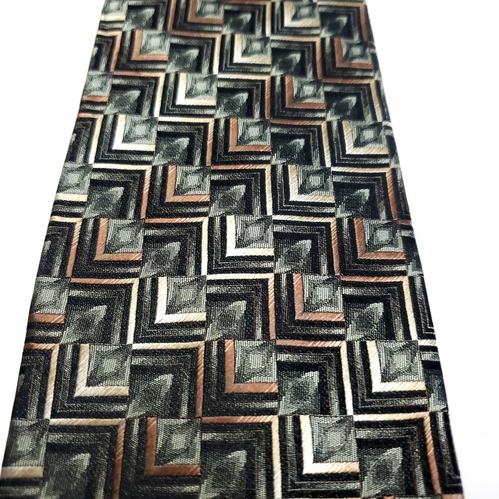 Van Heusen Van Heusen Woven Green Abstract Silk Tie Size ONE SIZE - 2 Thumbnail