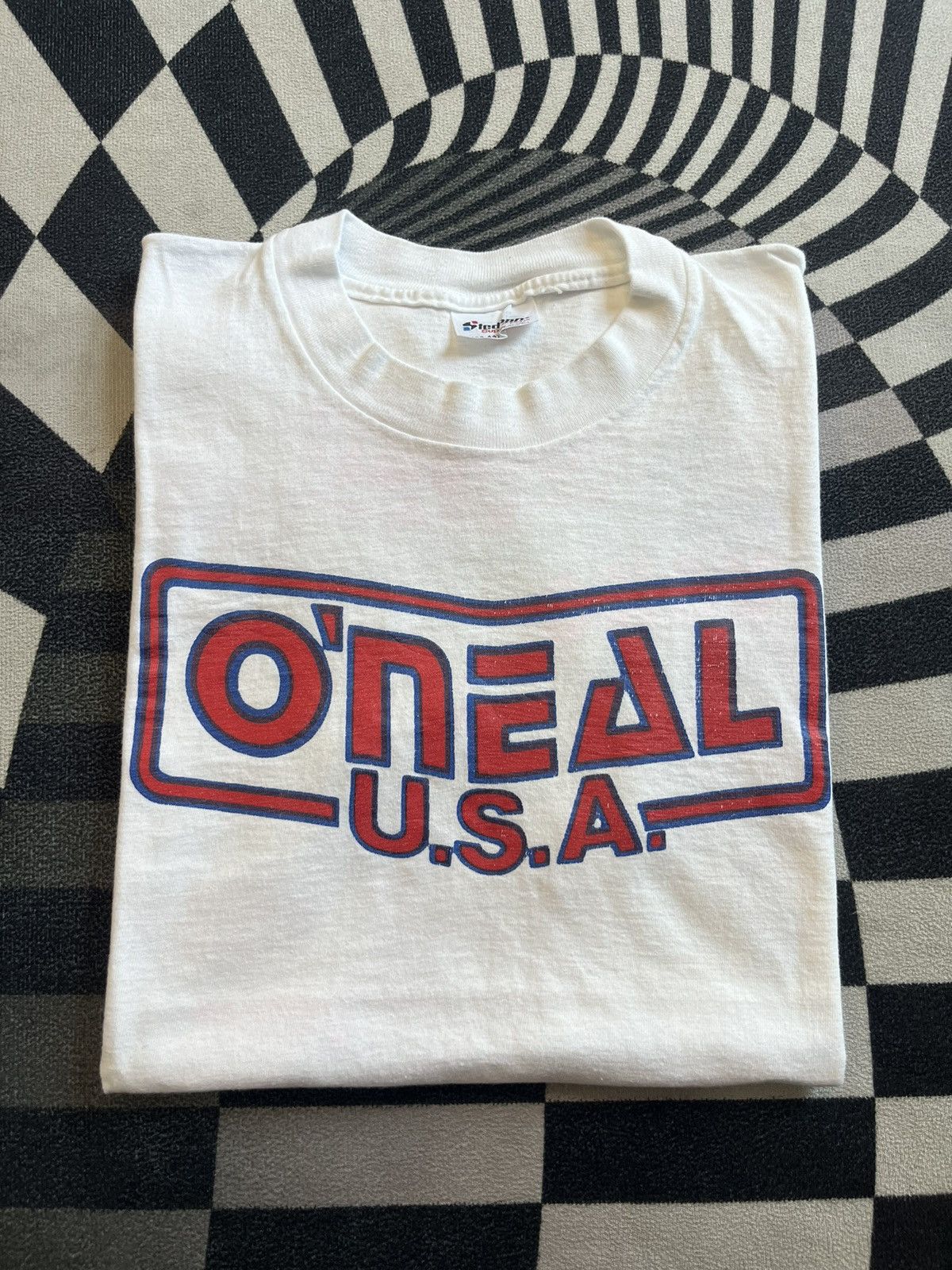 Vintage Vintage 80s O'NEAL USA Motocross Racing T-Shirt sponsors Size US L / EU 52-54 / 3 - 1 Thumbnail