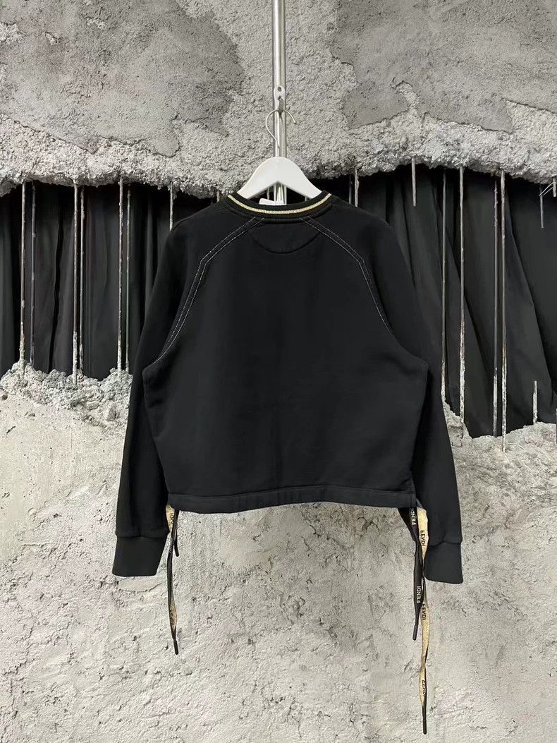 Fendi Fendi Black Gold Logo Sweatshirt with Ribbon Size US XS / EU 42 / 0 - 2 Thumbnail