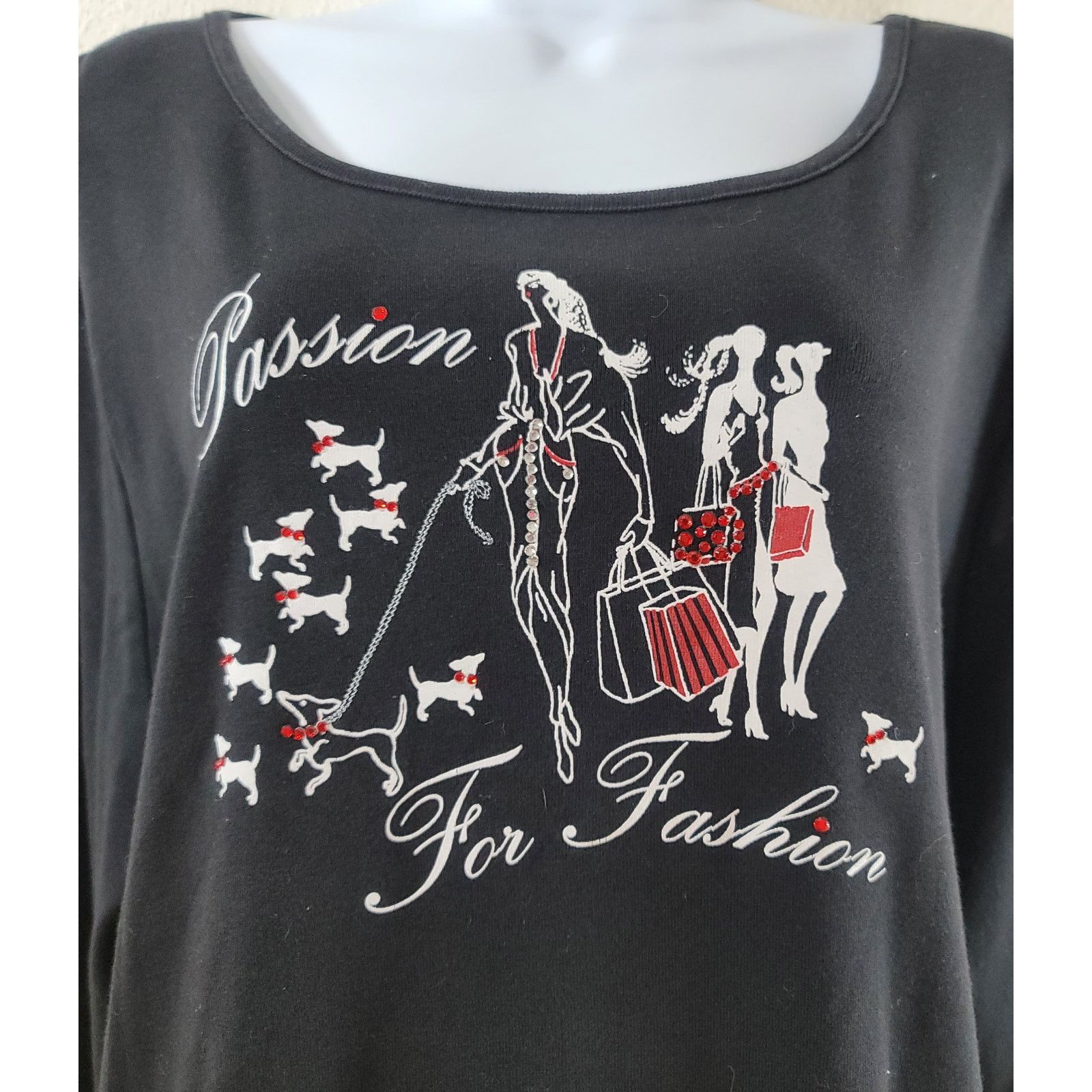 Nicole Miller Nicole Miller Black White Red Passion For Fashion Top 2X Size XXL / US 16-18 / IT 52-54 - 6 Thumbnail