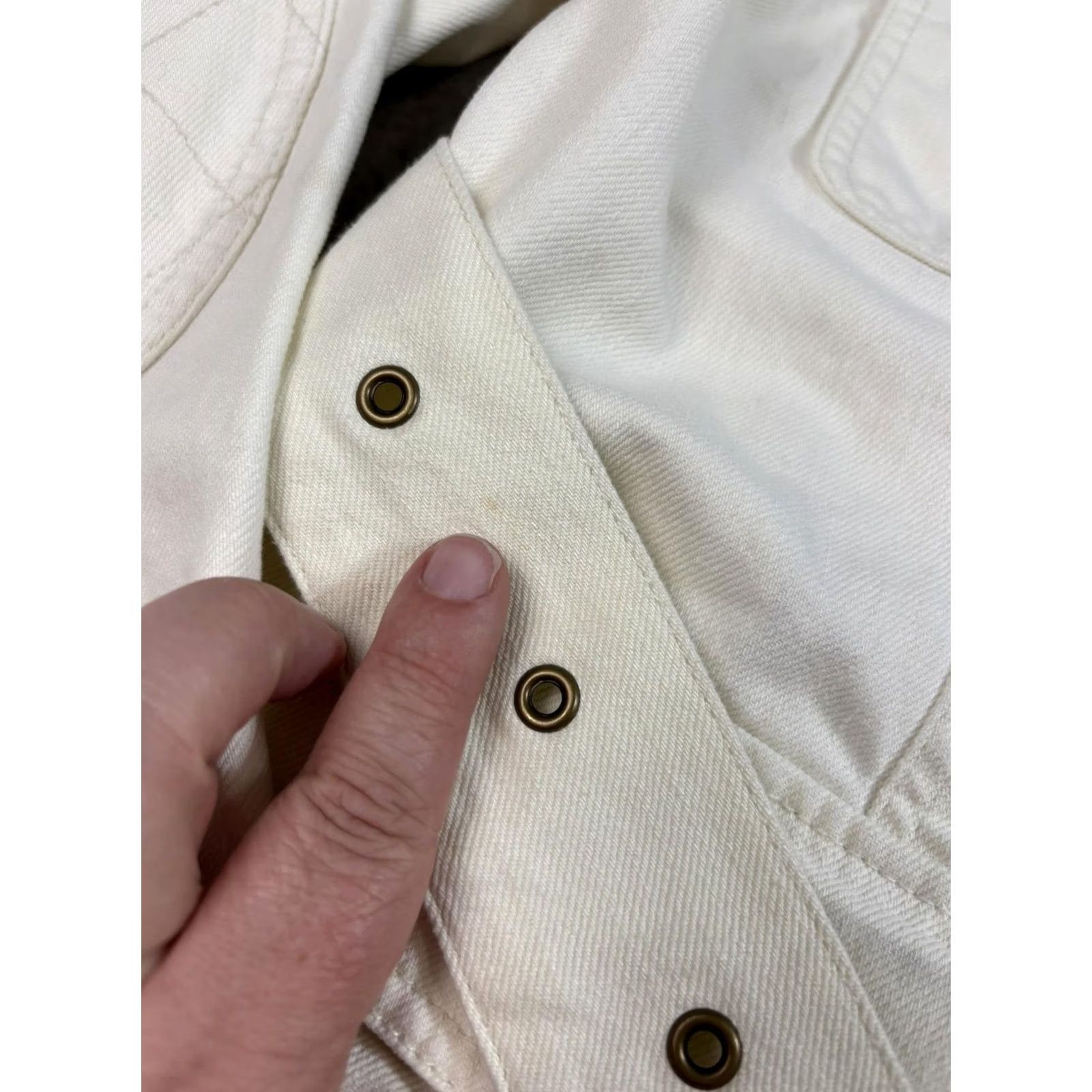 Ralph Lauren Lauren Ralph Lauren Jacket Womens Large White Belted Utility Boho 90s Denim Cotton Pockets Jacket Coat Size L / US 10 / IT 46 - 6 Thumbnail