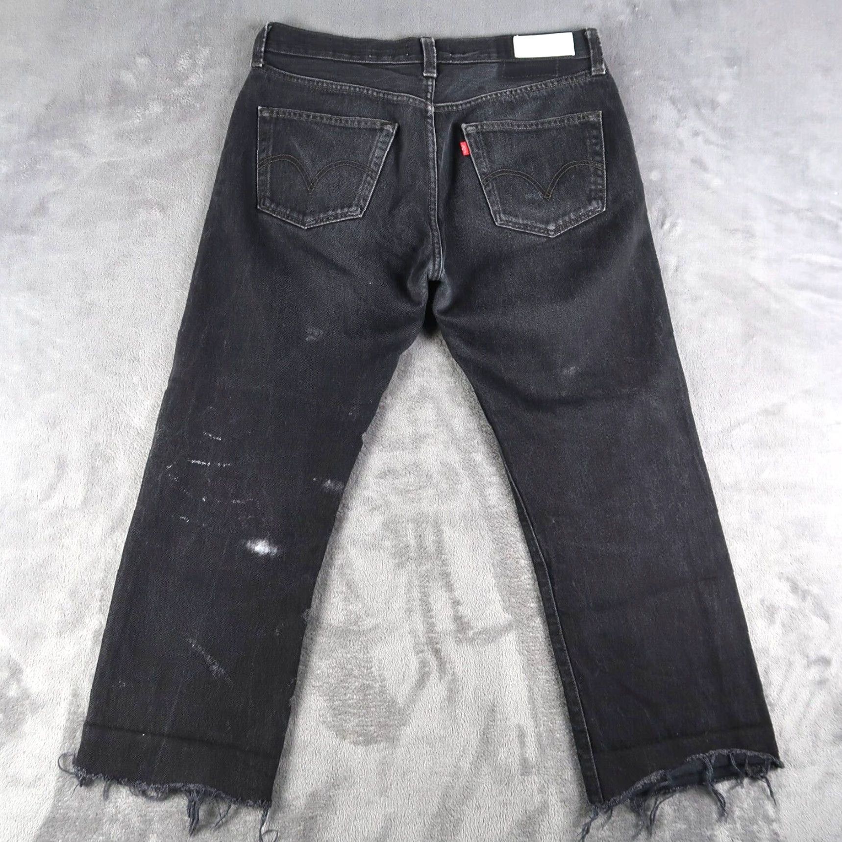 Levi's VINTAGE Levi's 501 Jeans Women's 29 Black Distressed Raw Hem High Rise Classic Fit Size 29" - 2 Thumbnail