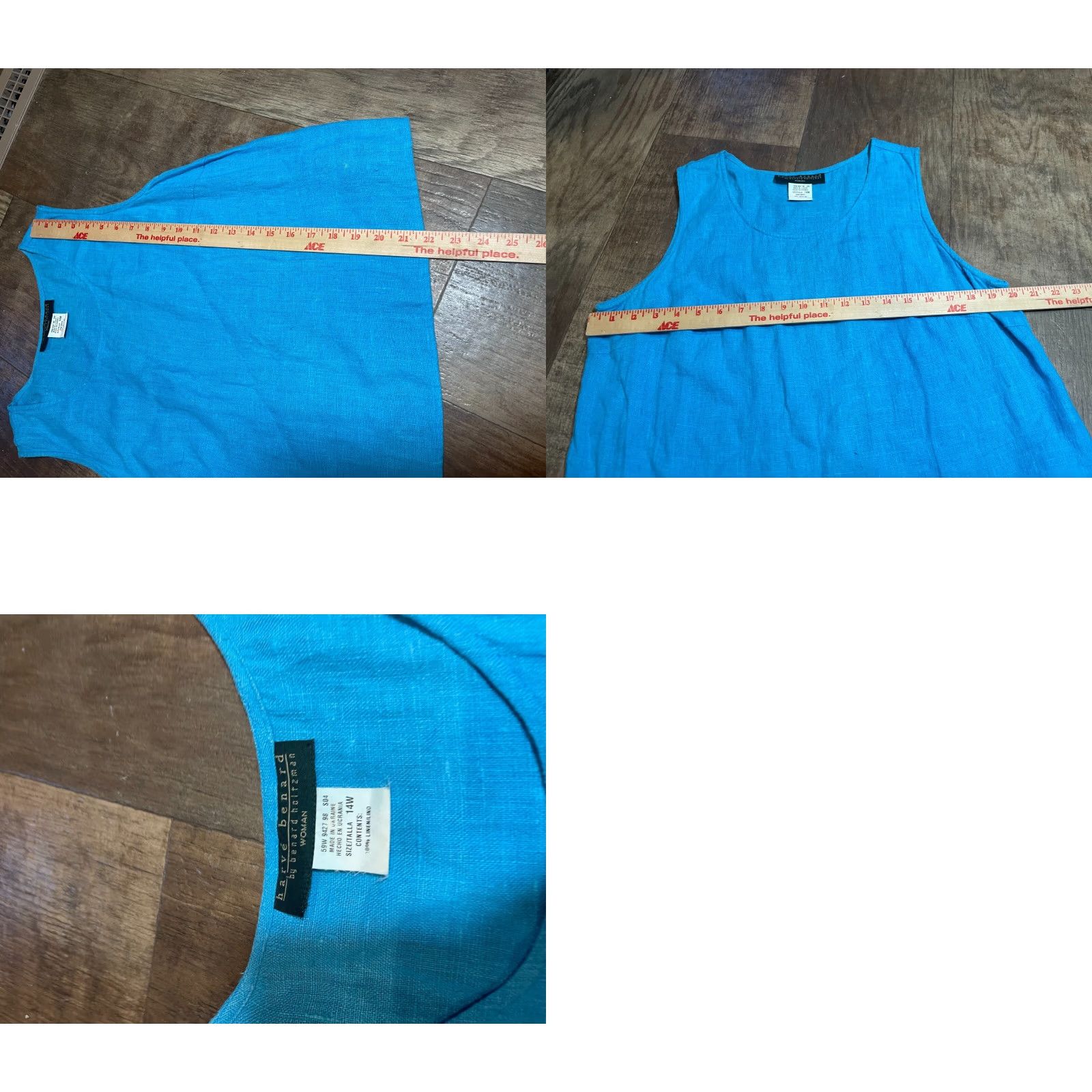 Vintage HARVE BERNARD Jacket with Blouse Womens 16W Blue 100% Linen Shacket Jacket Blue 16W Womens Size XXL / US 16-18 / IT 52-54 - 8 Thumbnail