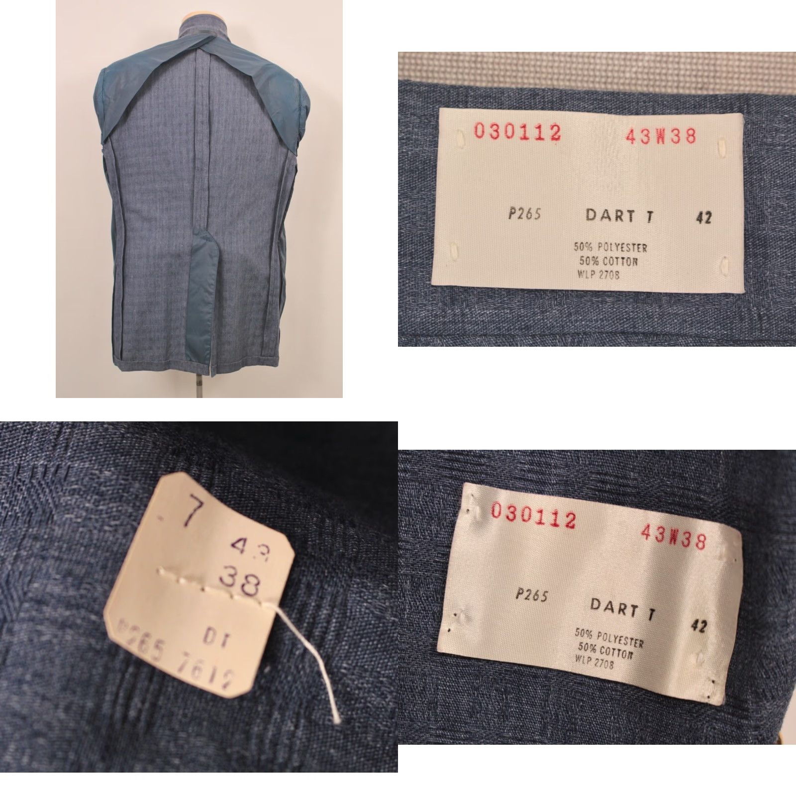 Vintage VINTAGE Haspel Leisure Suit Blue 70s 2 PC Mens Sz 43W38 Polyester Cotton 1970s Disco Size 46R - 8 Thumbnail