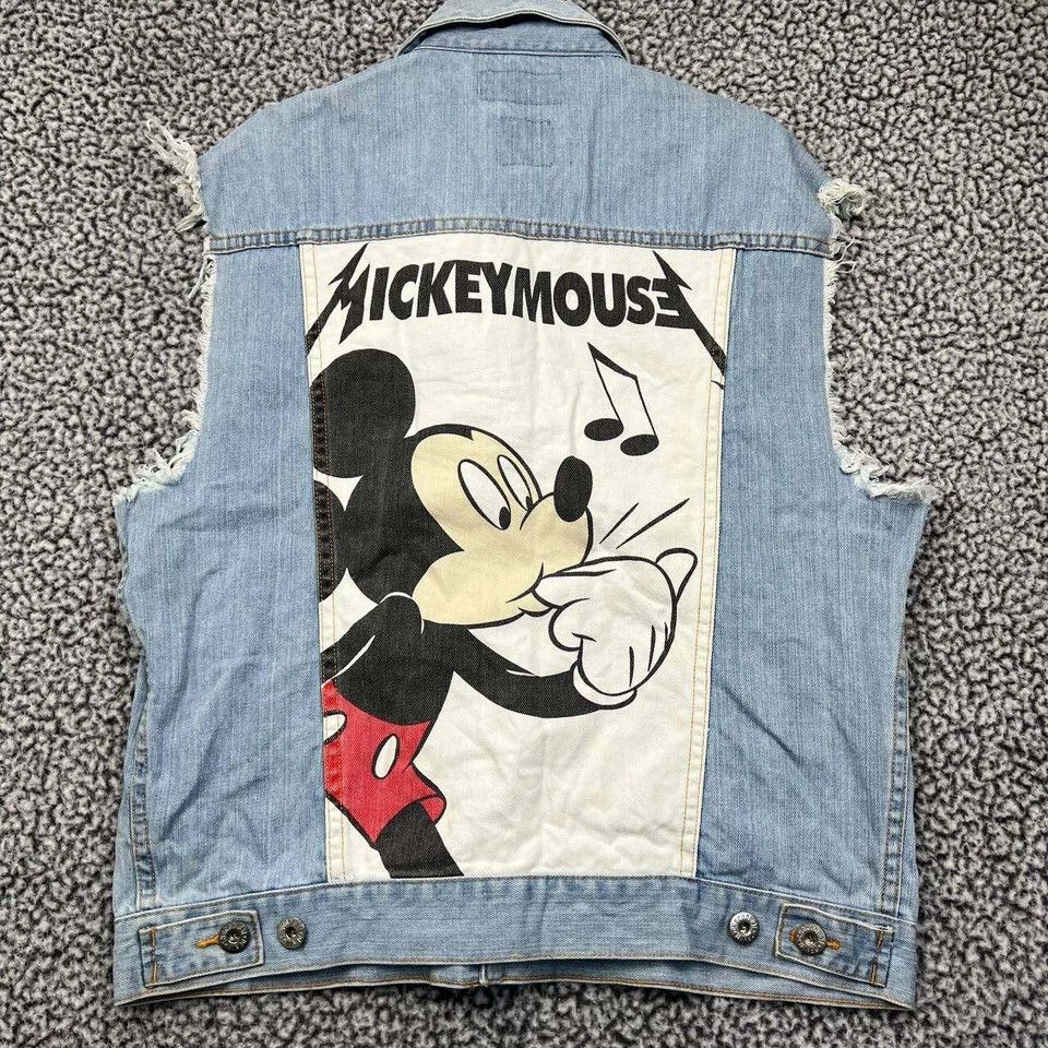 CHOCOOLATE Disney Mickey Mouse Denim Vest Women Rock band AC/DC S Size S / US 4 / IT 40 - 2 Thumbnail
