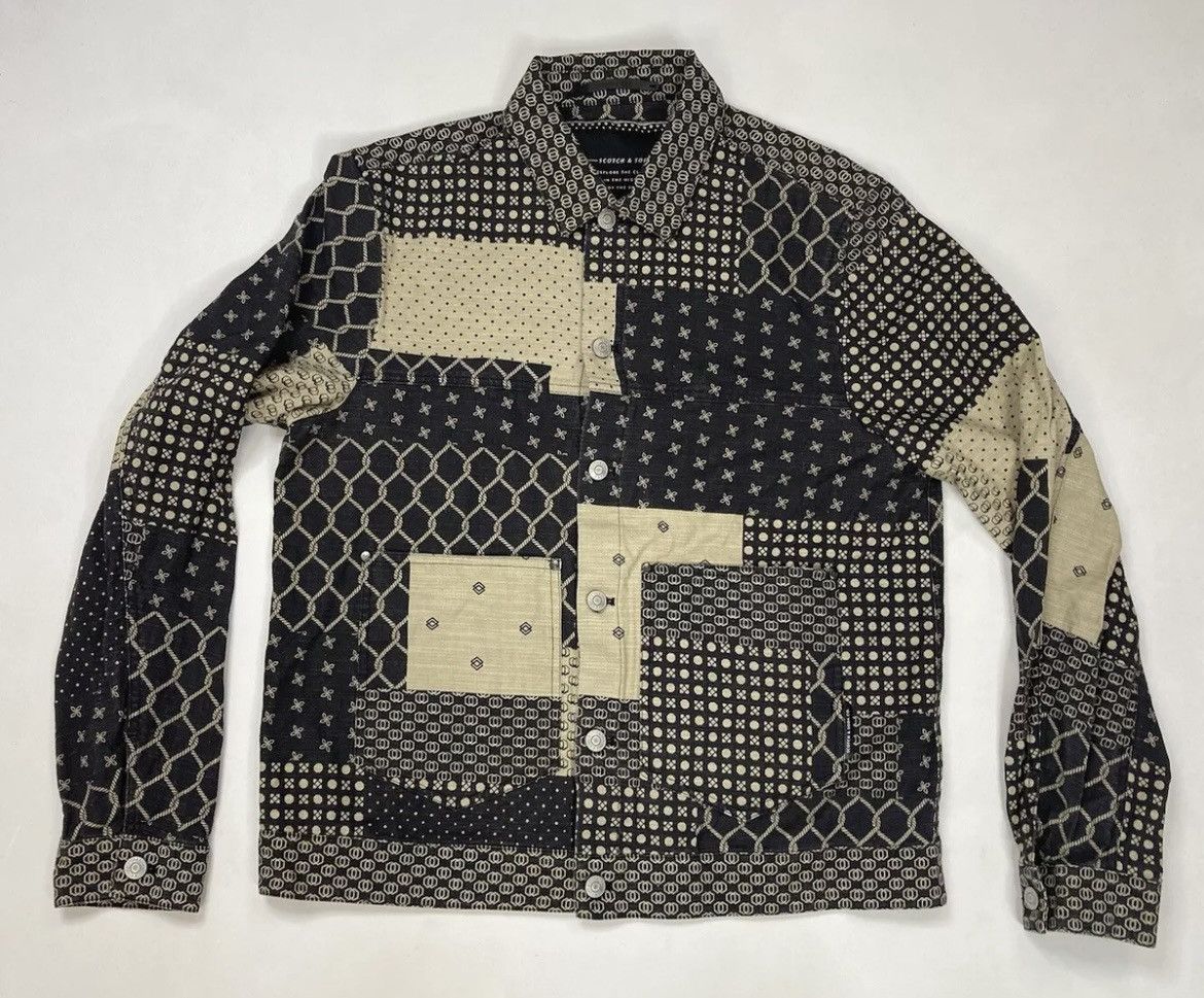 Scotch & Soda Scotch & Soda Patchwork Print Linen Blend Trucker Jacket Size US M / EU 48-50 / 2 - 1 Thumbnail