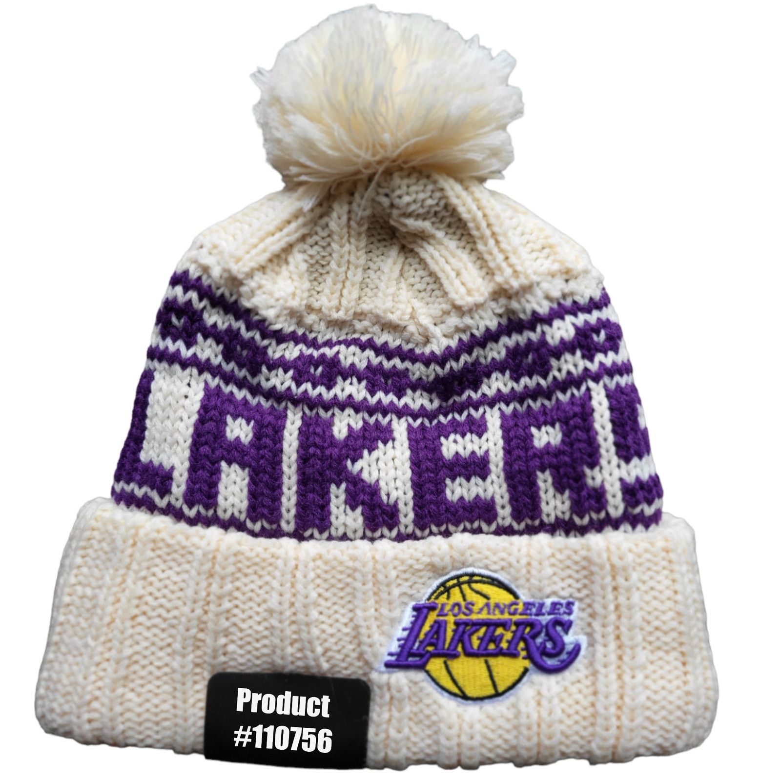 Other NWT Los Angeles Lakers Chunky Knit Pom Beanie Fleece Lined Size ONE SIZE - 3 Thumbnail