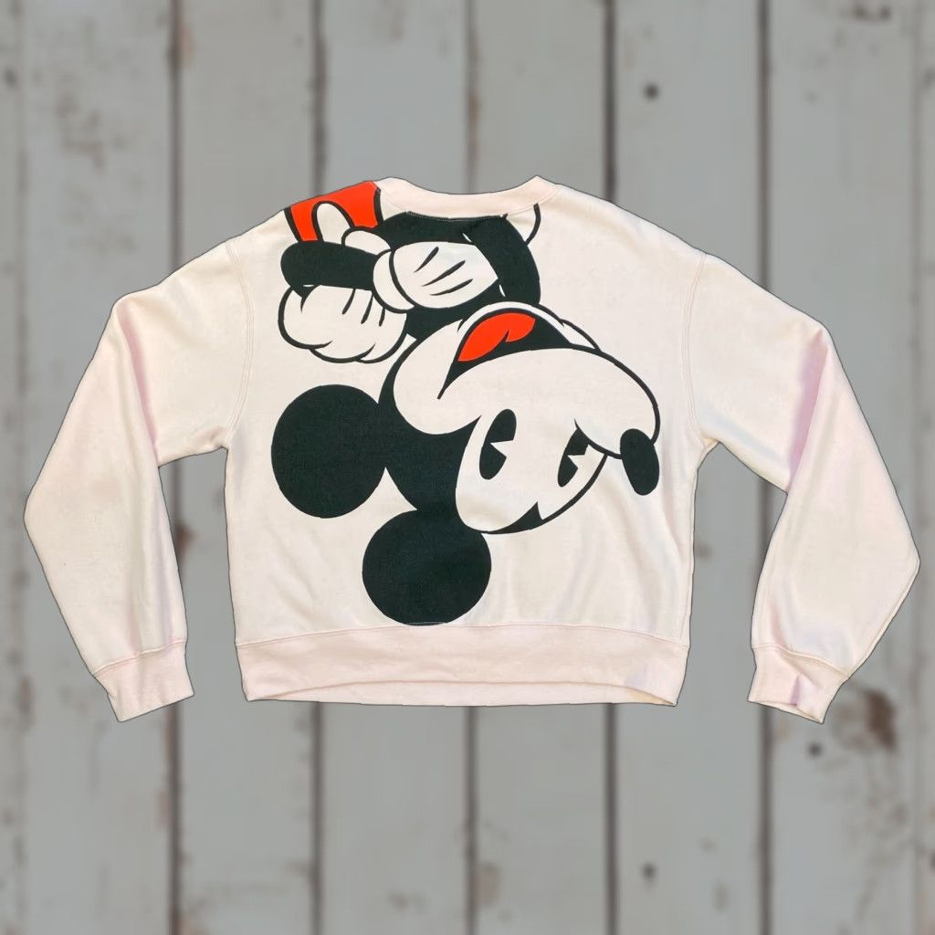 Disney Official Disney Mickey Mouse Womens Crewneck Sweatshirt Crop Top Pink Large Print Size L / US 10 / IT 46 - 1 Thumbnail