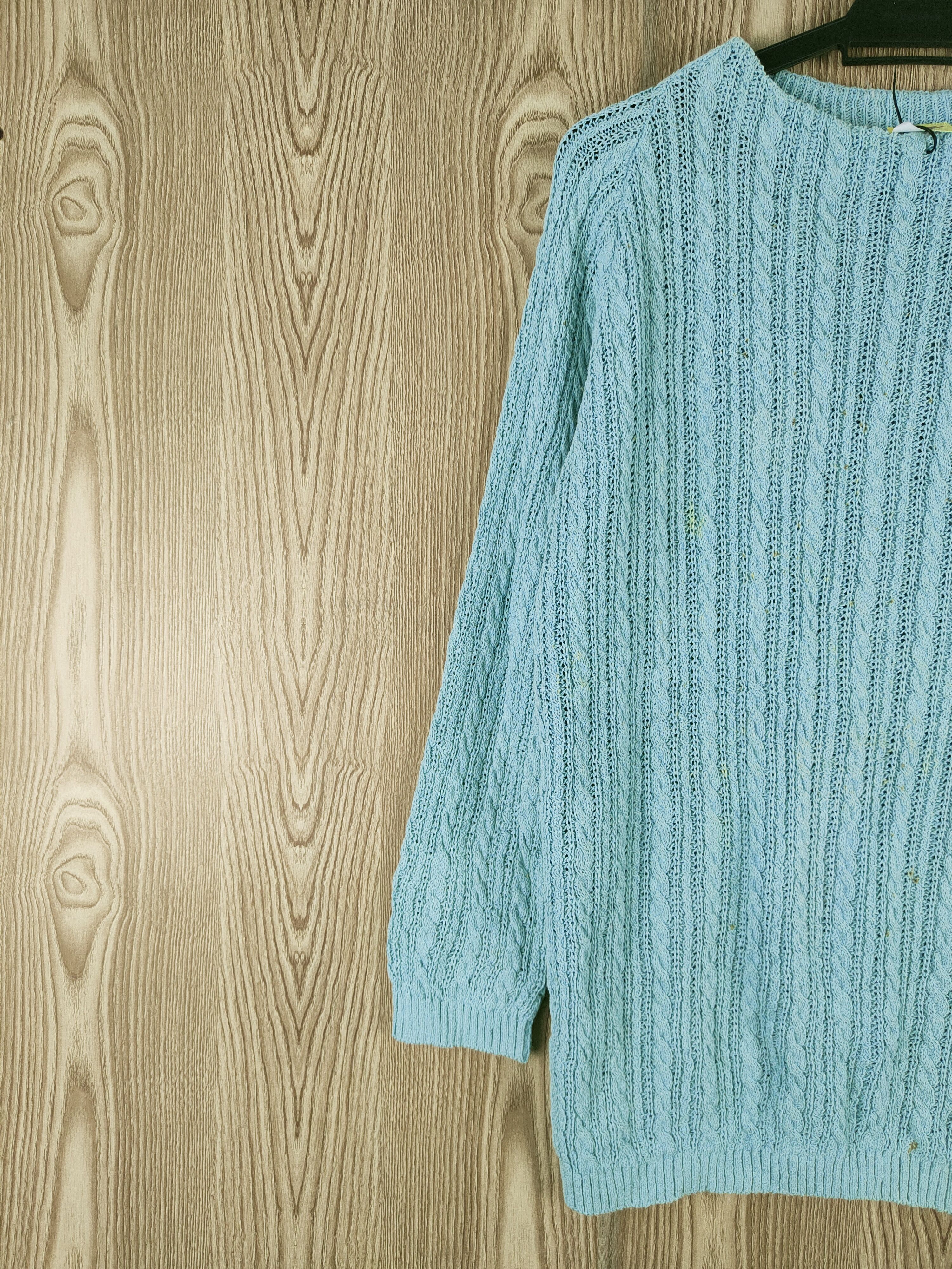 Aran Isles Knitwear Lema Jour Blue Knitwear Sweatshirts #W151 Size L / US 10 / IT 46 - 3 Thumbnail