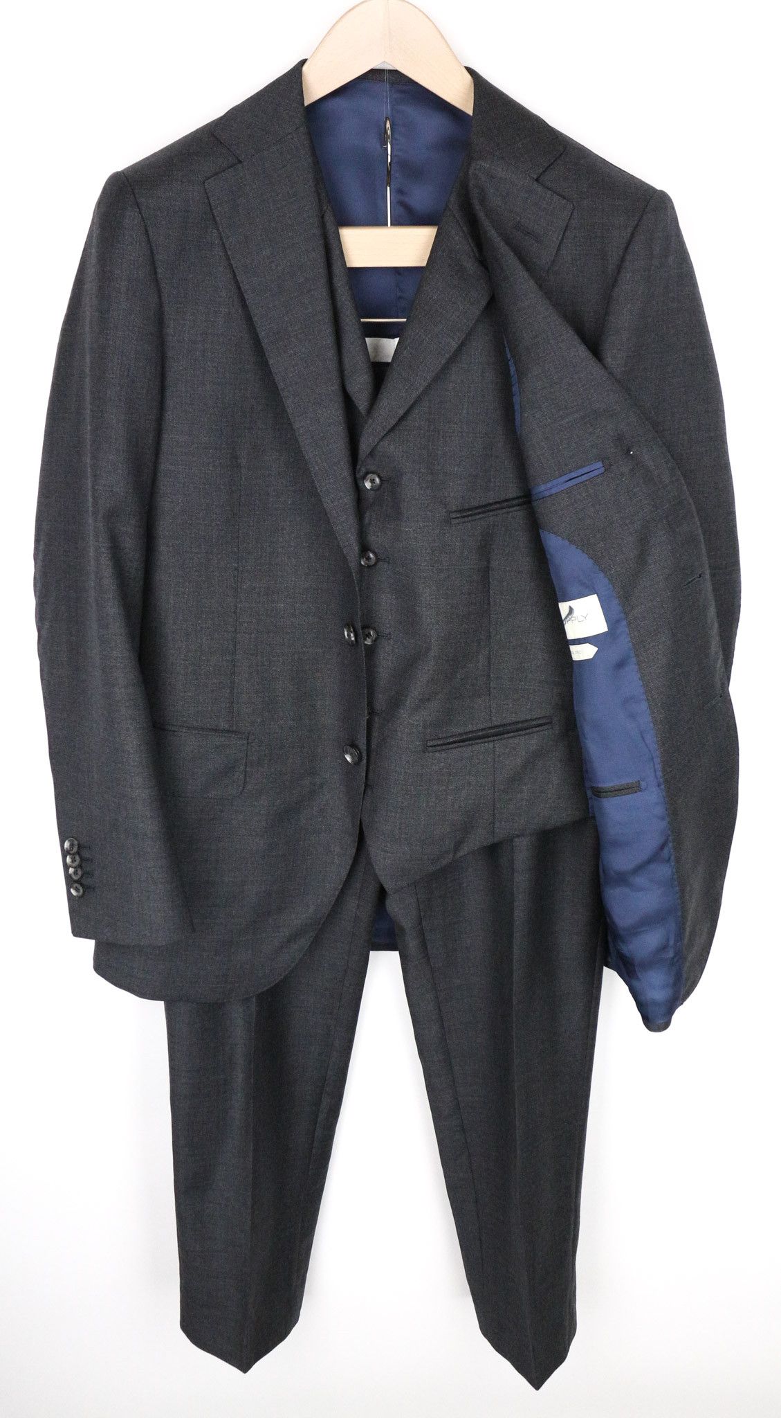 Suitsupply LAZIO UK36R Wool Super 110s Slim Grey 3 Piece Suit 73308 Size 36R - 1 Thumbnail