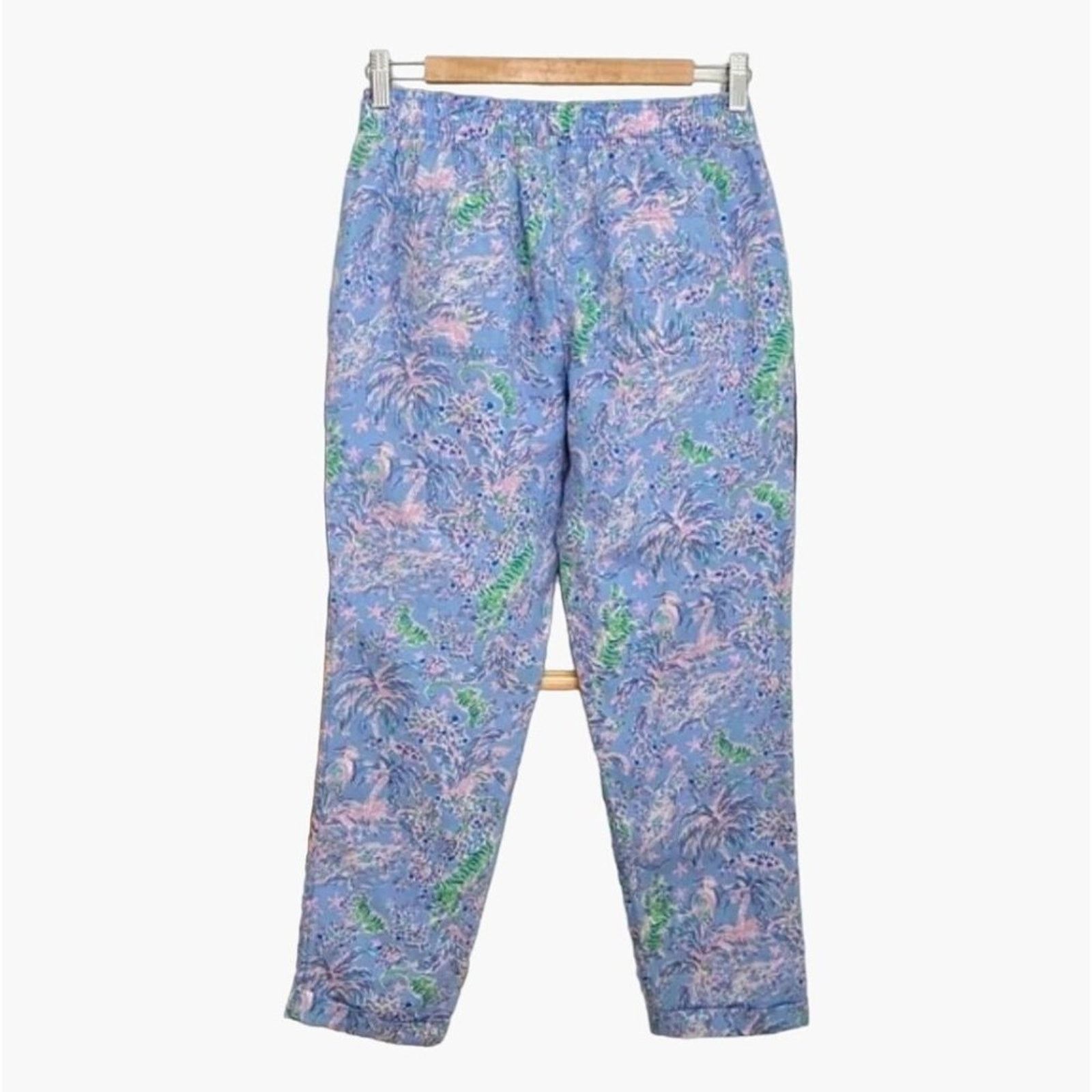 Lilly Pulitzer Lilly Pulitzer Taron Mid-Rise Linen Pant Blue Peri Medium Size 28" / US 6 / IT 42 - 10 Thumbnail