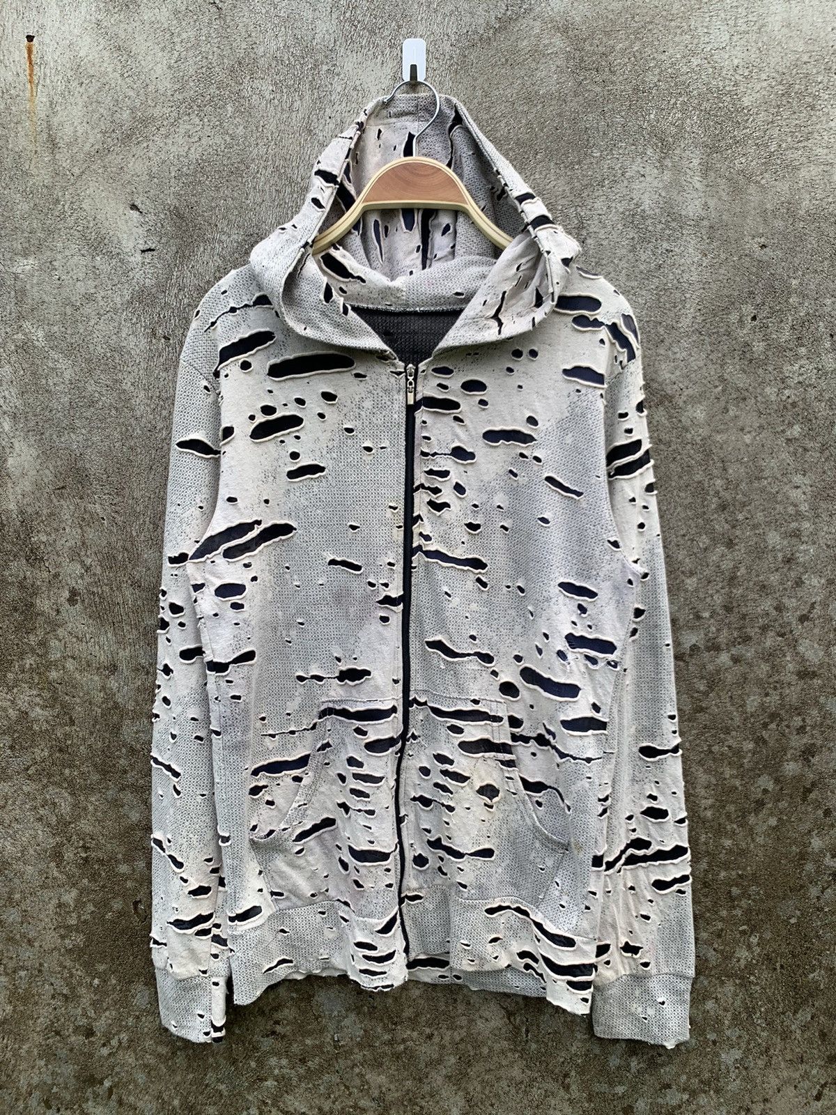 image of If Six Was Nine x Le Grande Bleu L G B Vintage Crazy Distressed Mesh Grunge Hoodie Japan in Grey (S
