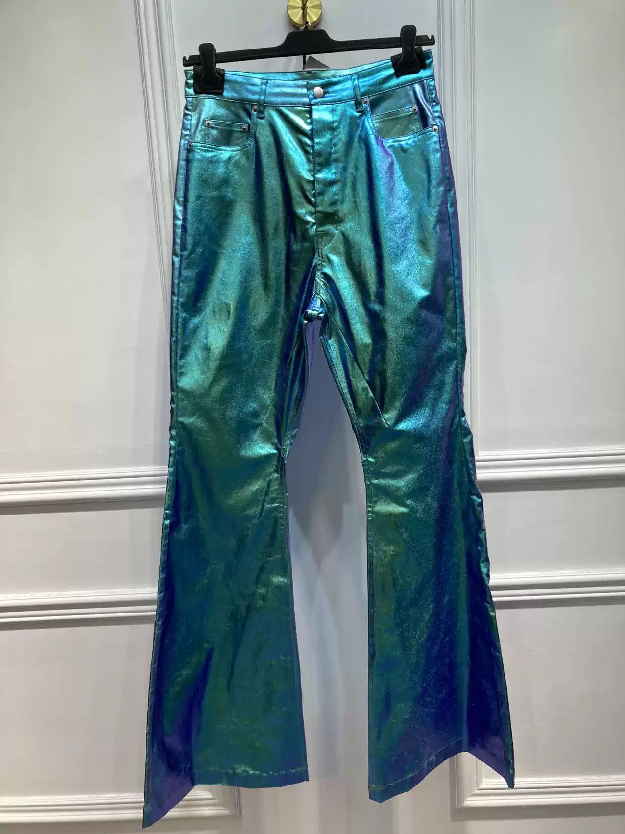 image of Rick Owens Men's Laser Jeans Wide-Leg Pants in Blue (Size 30)