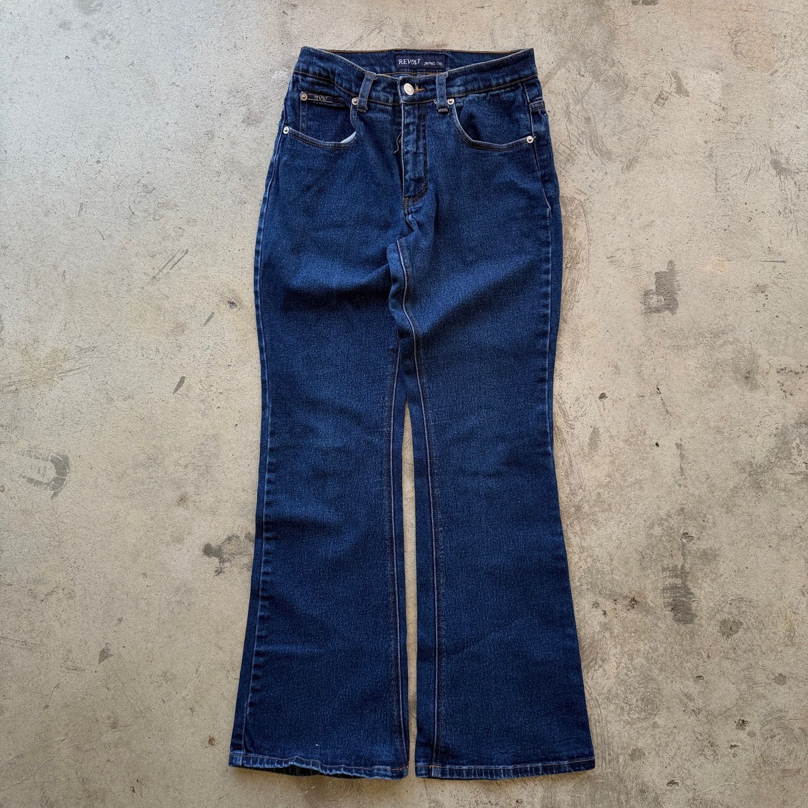 Other Vintage y2k Jean Dark Wash High Rise Flare Leg wide Jeans Size 24" / US 00 / IT 34 - 1 Thumbnail