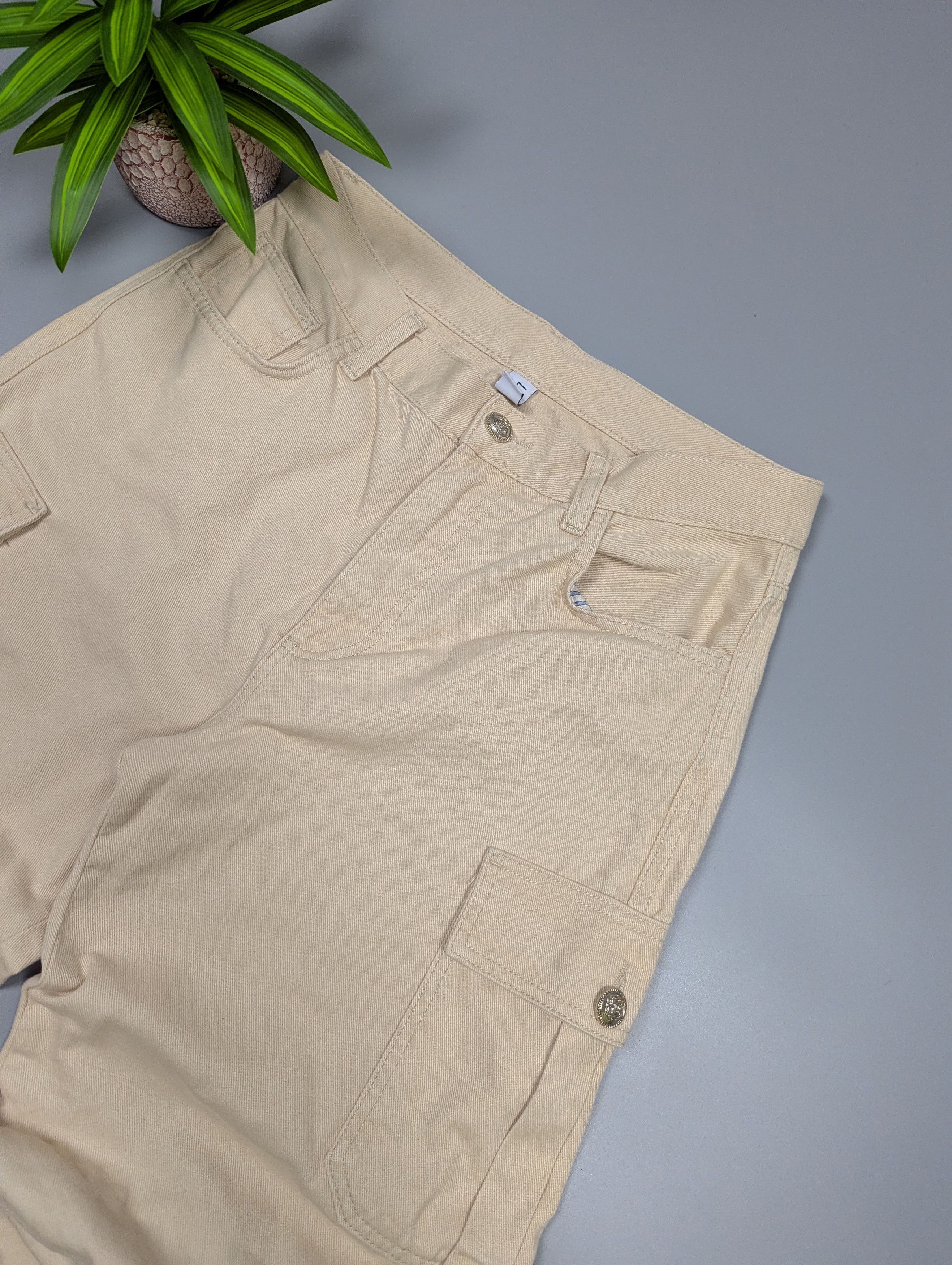 Liu Jo Liu Jo Y2K Beige Wide Leg Cargo Pants Multi Pocket Baggy Size 31" - 9 Thumbnail