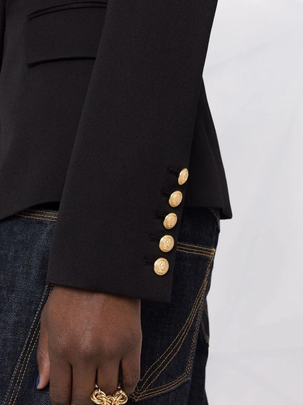 Balmain o1s1wg110825 Double Breasted Blazer in Black Size S / US 4 / IT 40 - 3 Thumbnail
