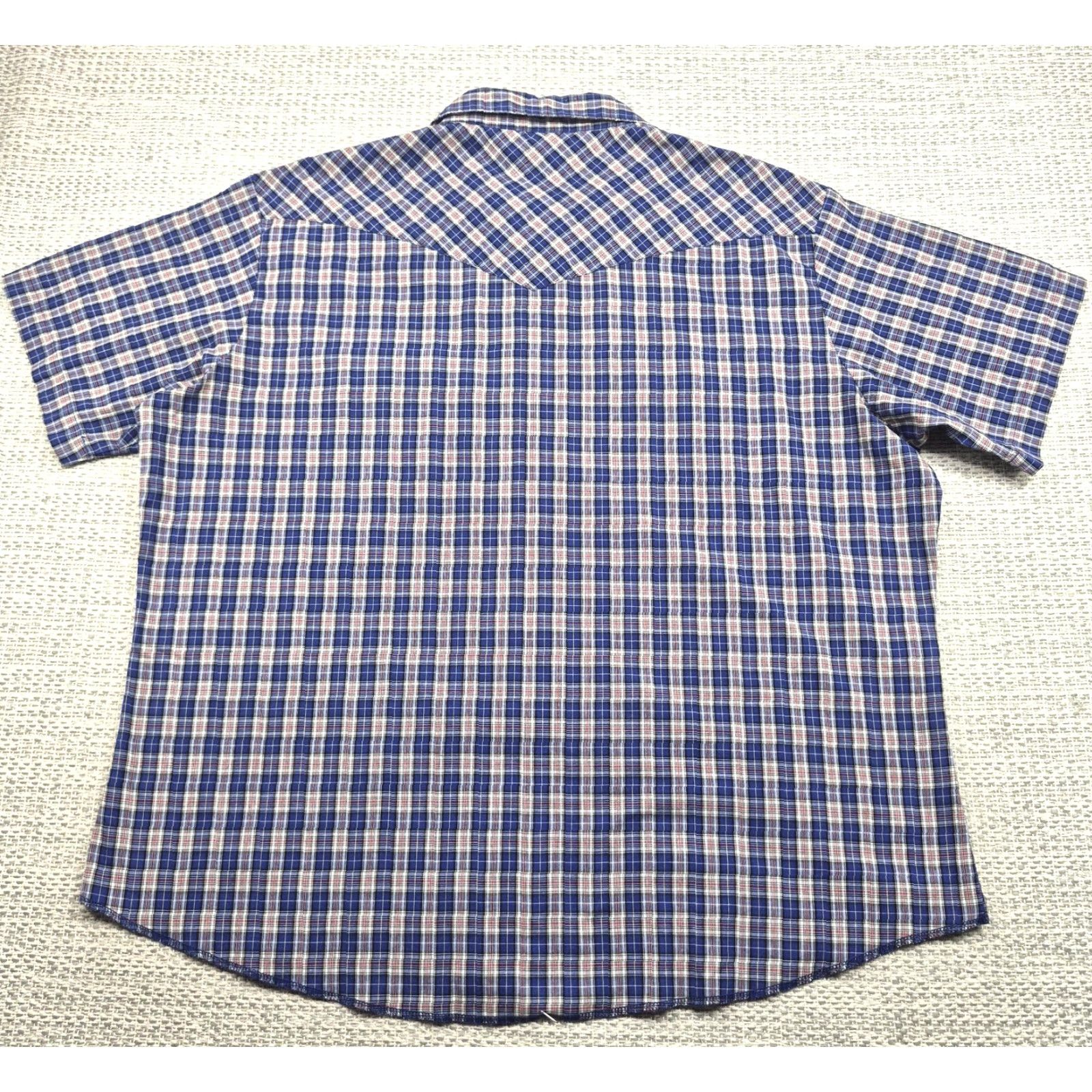 Wrangler VTG Wrangler Pearl Snap Shirt Mens XL Blue Plaid Short Sleeve Western Cowboy Shirt XL Mens Blue Plaid Pearl Snap Western Shirt Size US XL / EU 56 / 4 - 4 Thumbnail