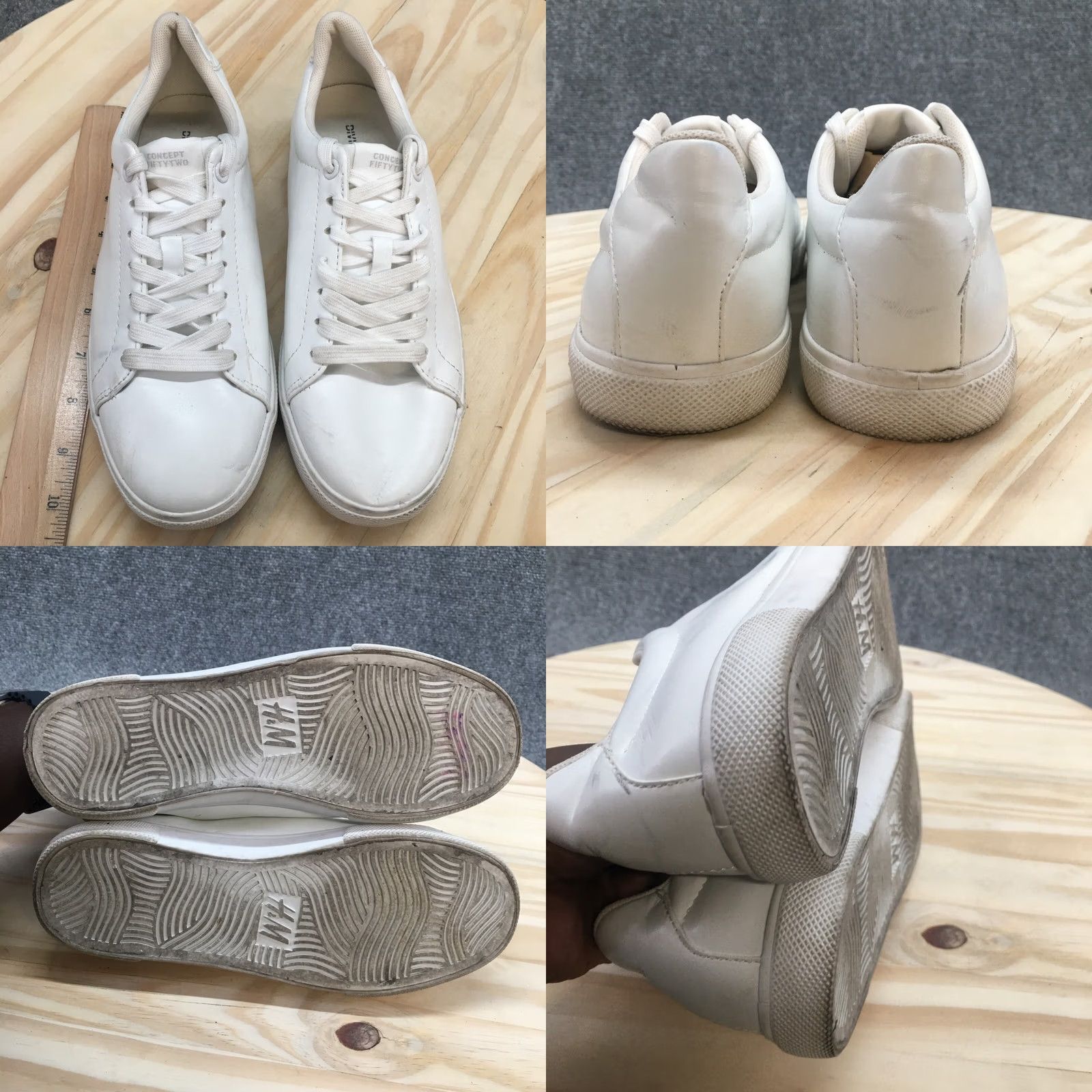 H&M Divided by H&M Shoes Womens 8 Sneakers White Leather Lace Up Round Toe Low Top Nike Size M / US 6-8 / IT 42-44 - 8 Thumbnail