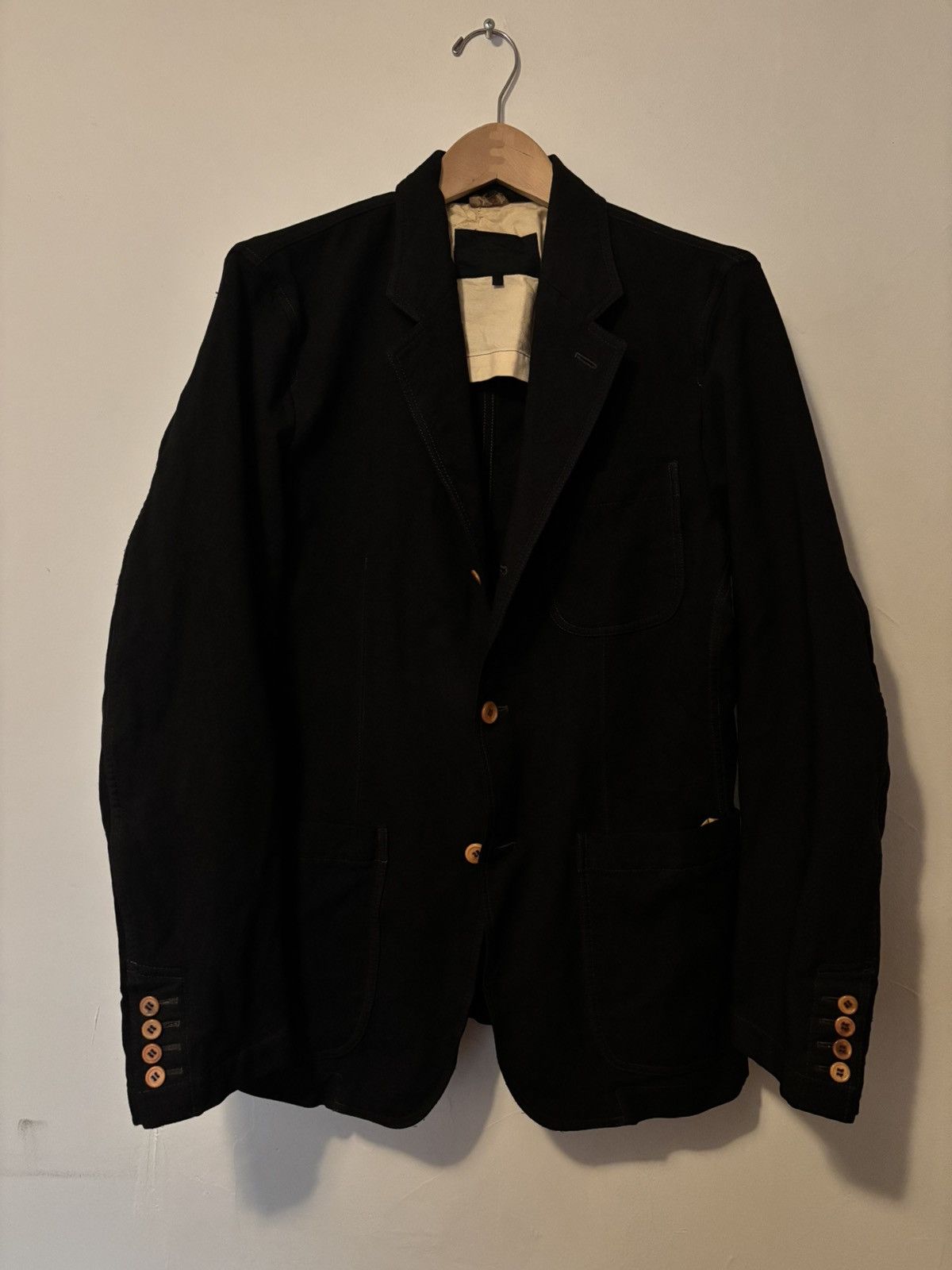 Comme des Garcons Homme Deux COMMES DES GARCONS HOMME DEUX BLACK WASHED POLY BLAZER Size 42R - 1 Thumbnail