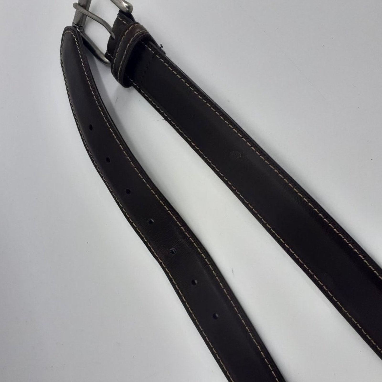 Dickies Dickies Men's Brown Leather Belt Silver Town Squared 43 Size 42 - 4 Thumbnail