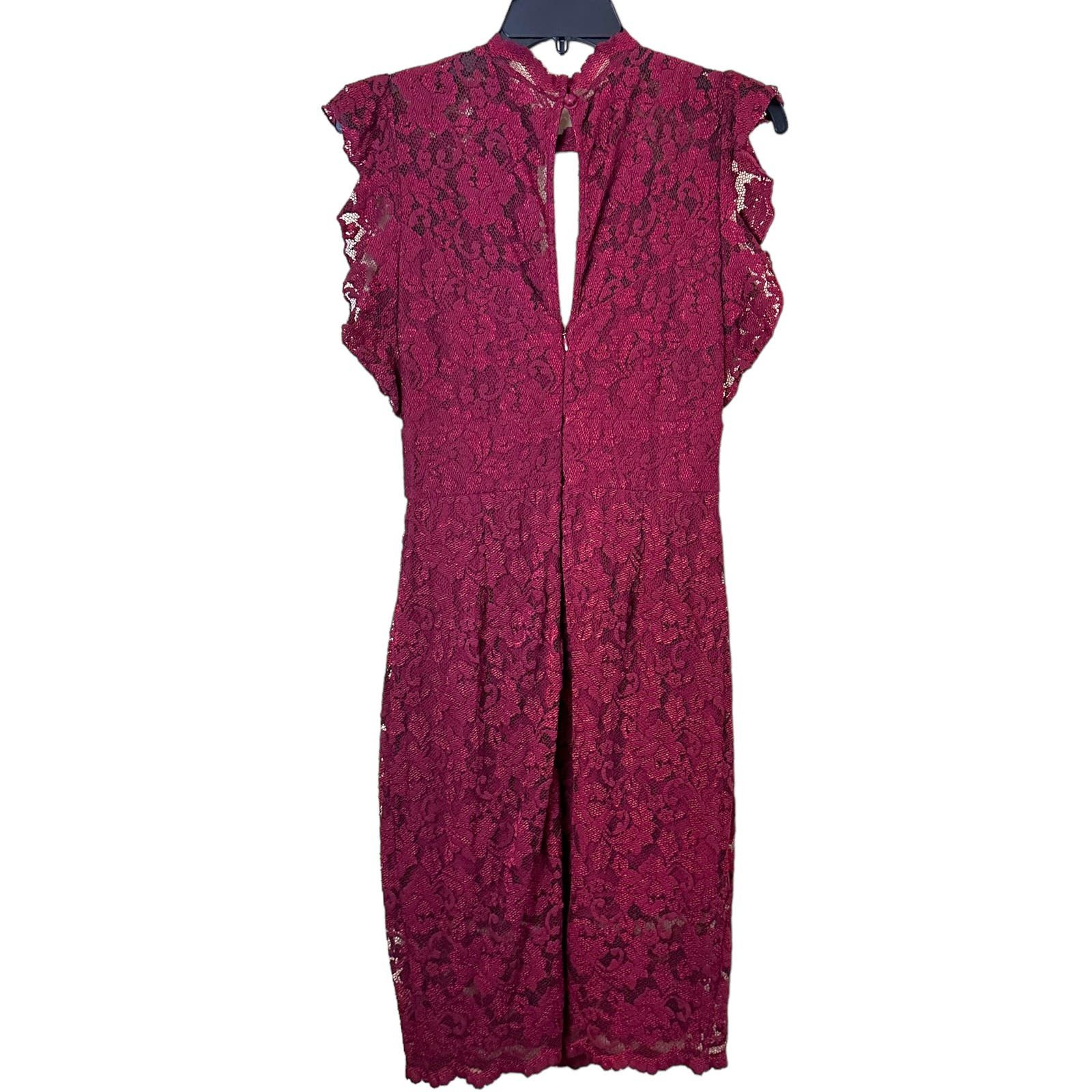 Saylor Anthropologie Red Maroon Lace Dress Size Small