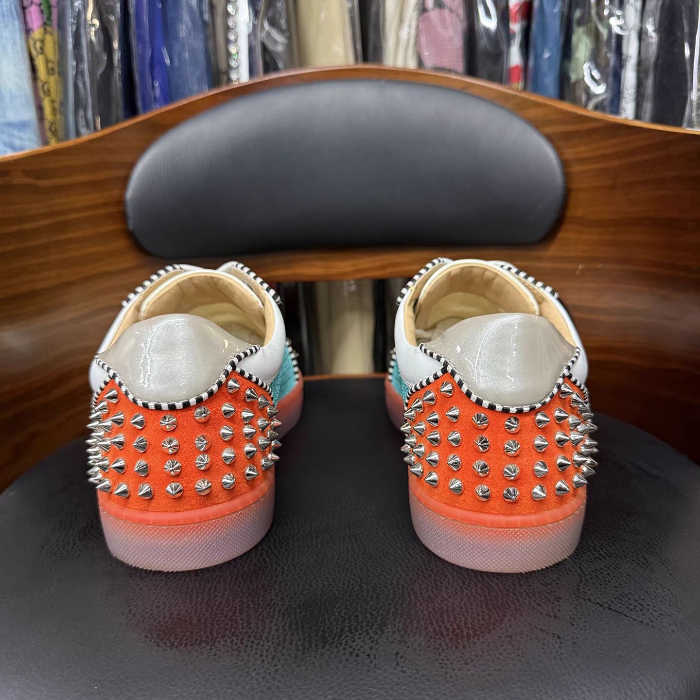 Christian Louboutin Christian Louboutin Colorblock Studded Red-Sole Sneakers K15 Size US 7.5 / EU 40-41 - 3 Thumbnail