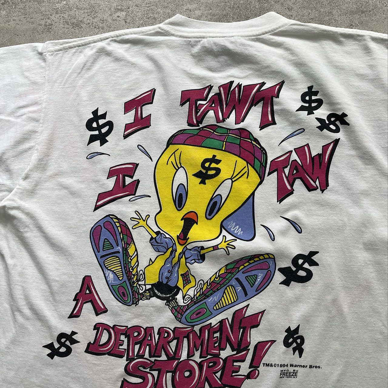 Tultex × Vintage × Warner Bros VTG 90s LOONEY TUNES TWEETY 1994 ALL OVER PRINT AOP T-SHIRT Size US XL / EU 56 / 4 - 3 Thumbnail